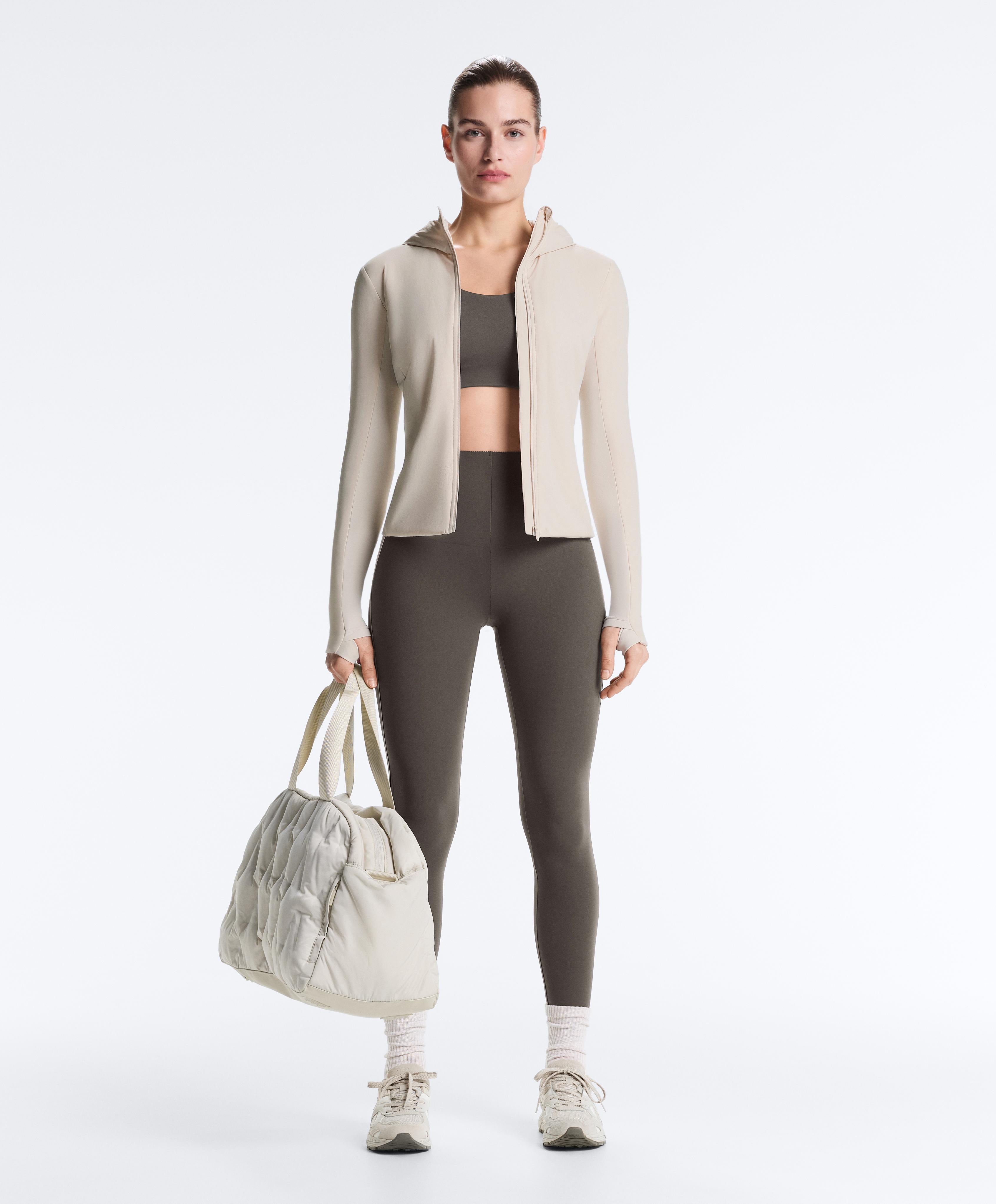 High-support Compressive reflective sports bra — CHARCOAL GREY