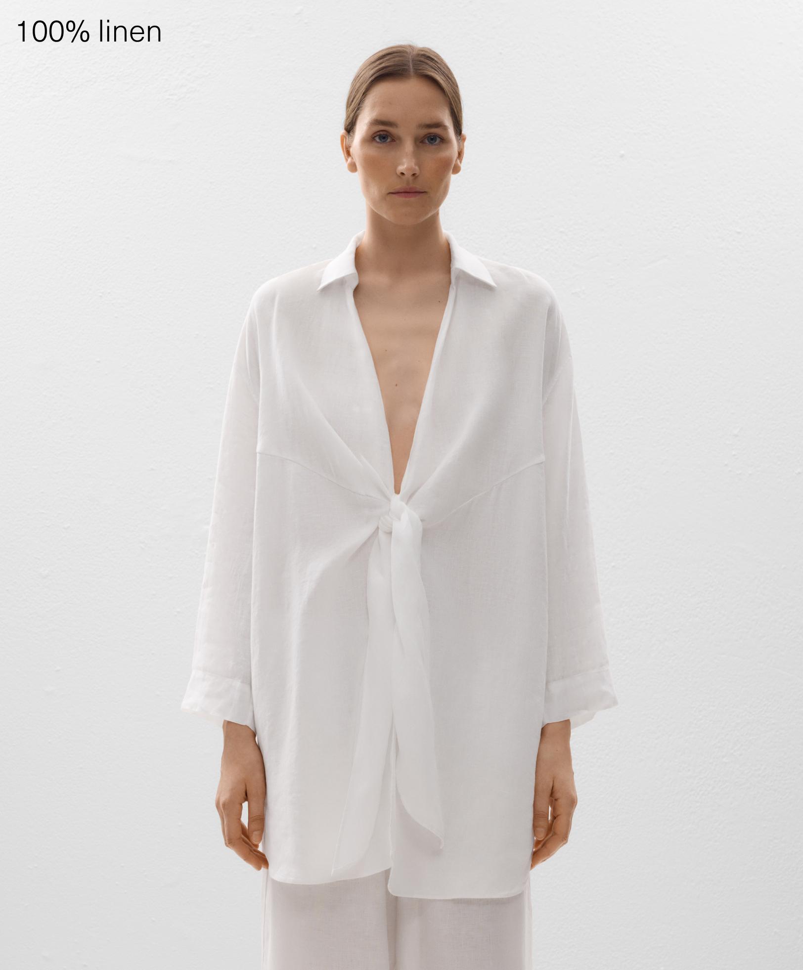 Long-sleeved knot tunic. Fabric made with 100% linen.