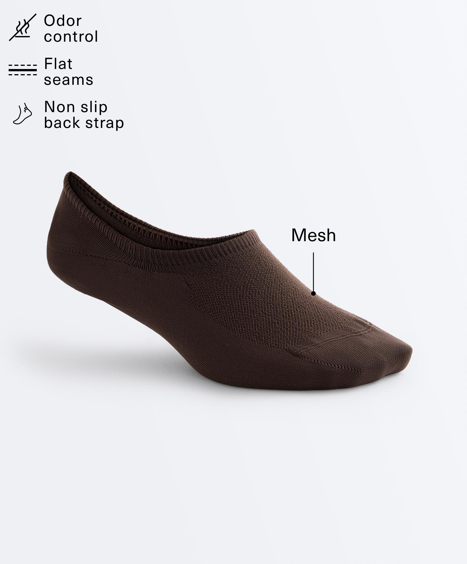 3 pairs of high-cut invisible polyamide blend sports socks — BROWN