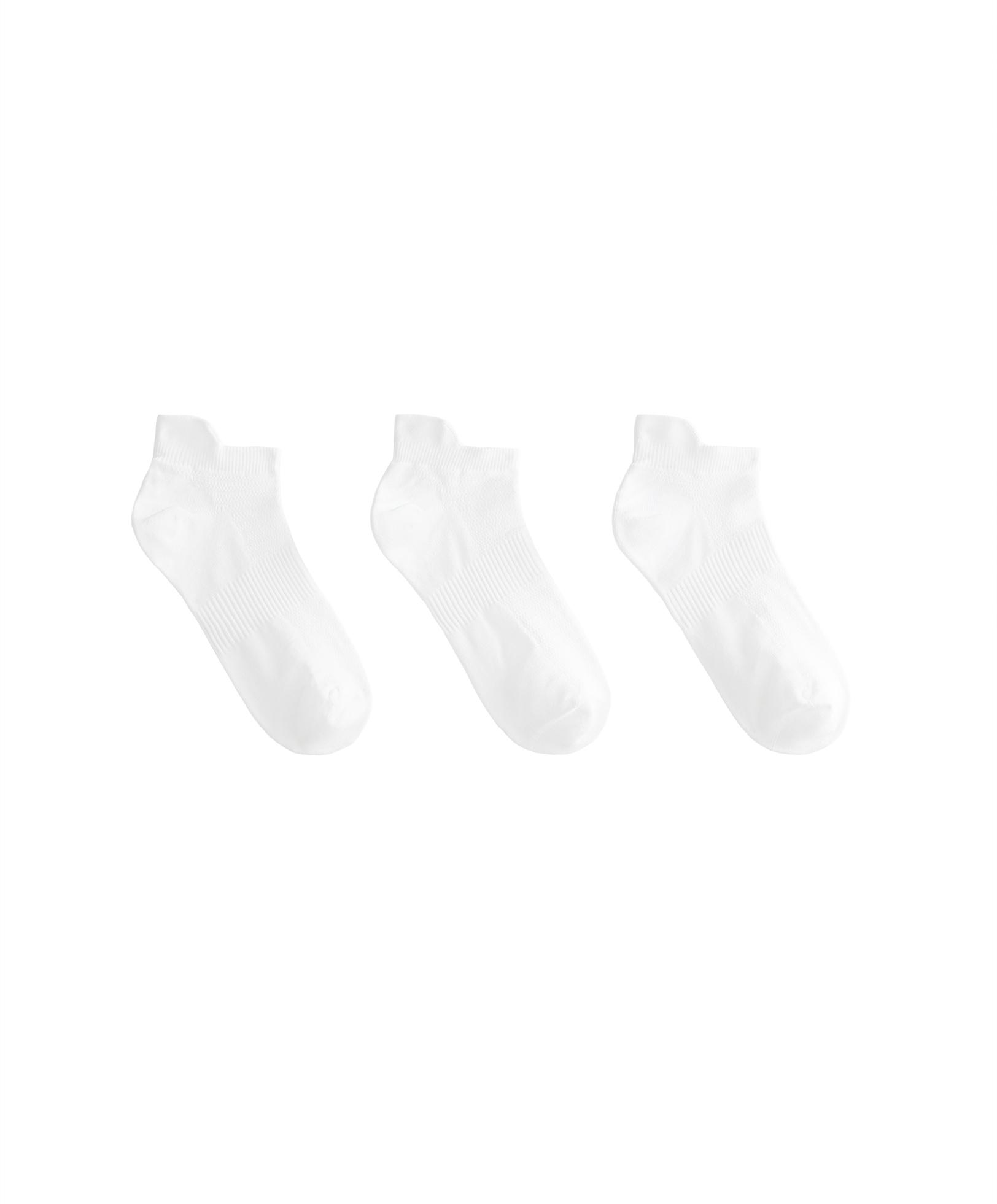 3 pairs of tab polyamide blend sports sneaker socks — WHITE