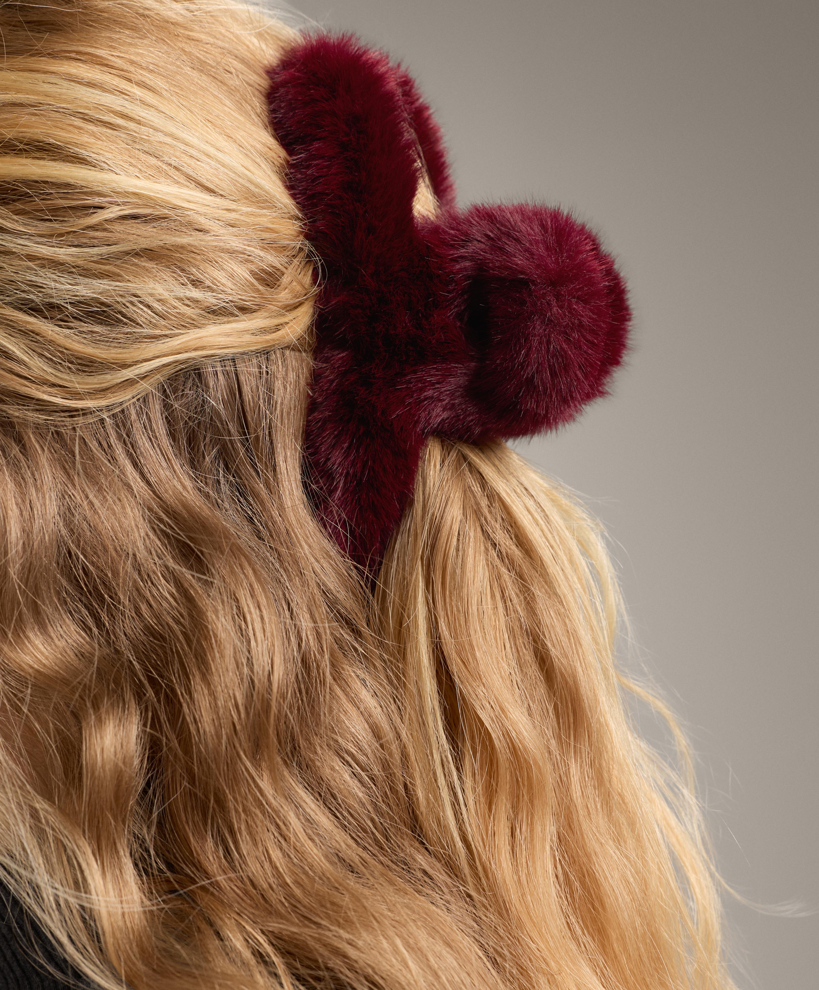 Large hair clip with fur effect - Sale