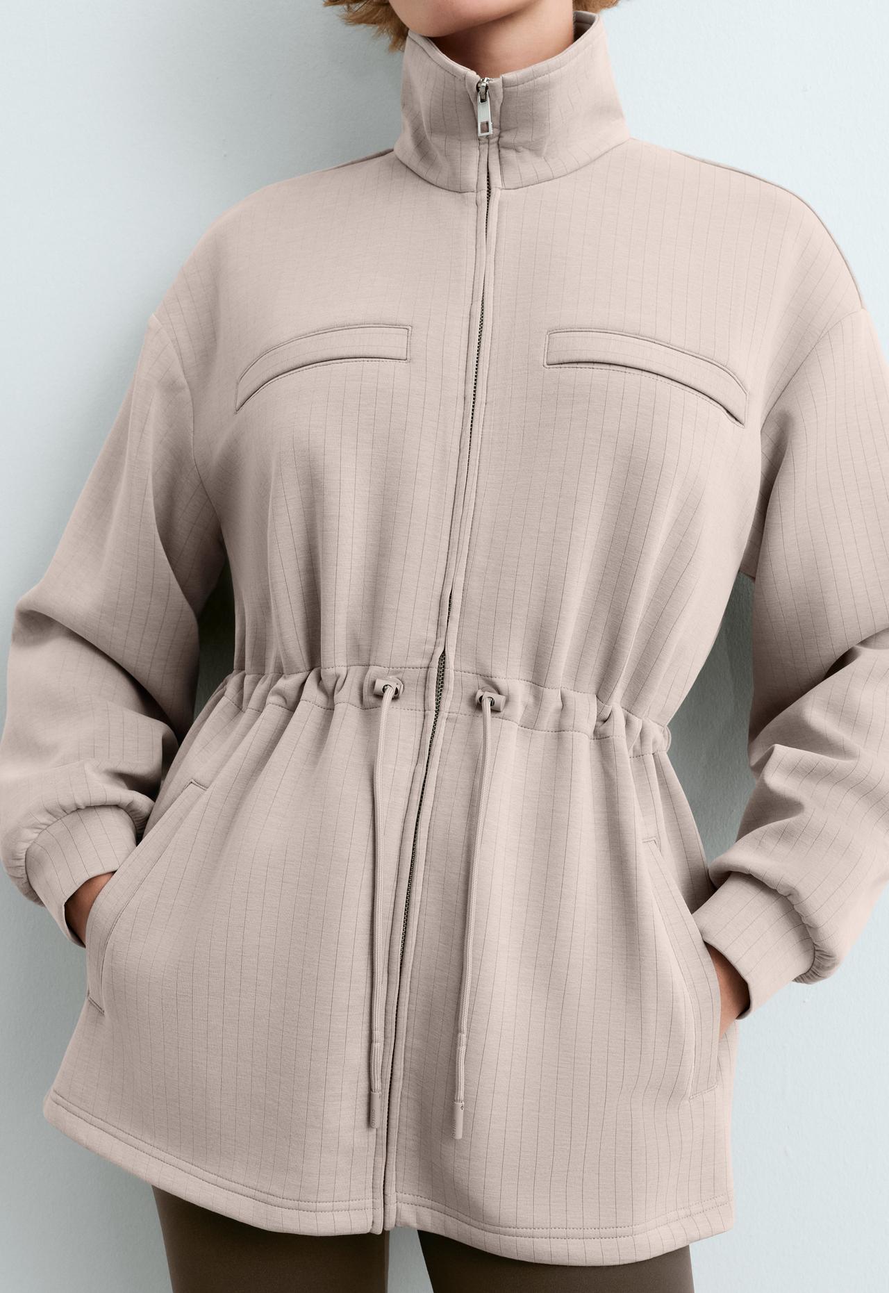 Long jacket with modal pinstripe print — TAN MELANGE