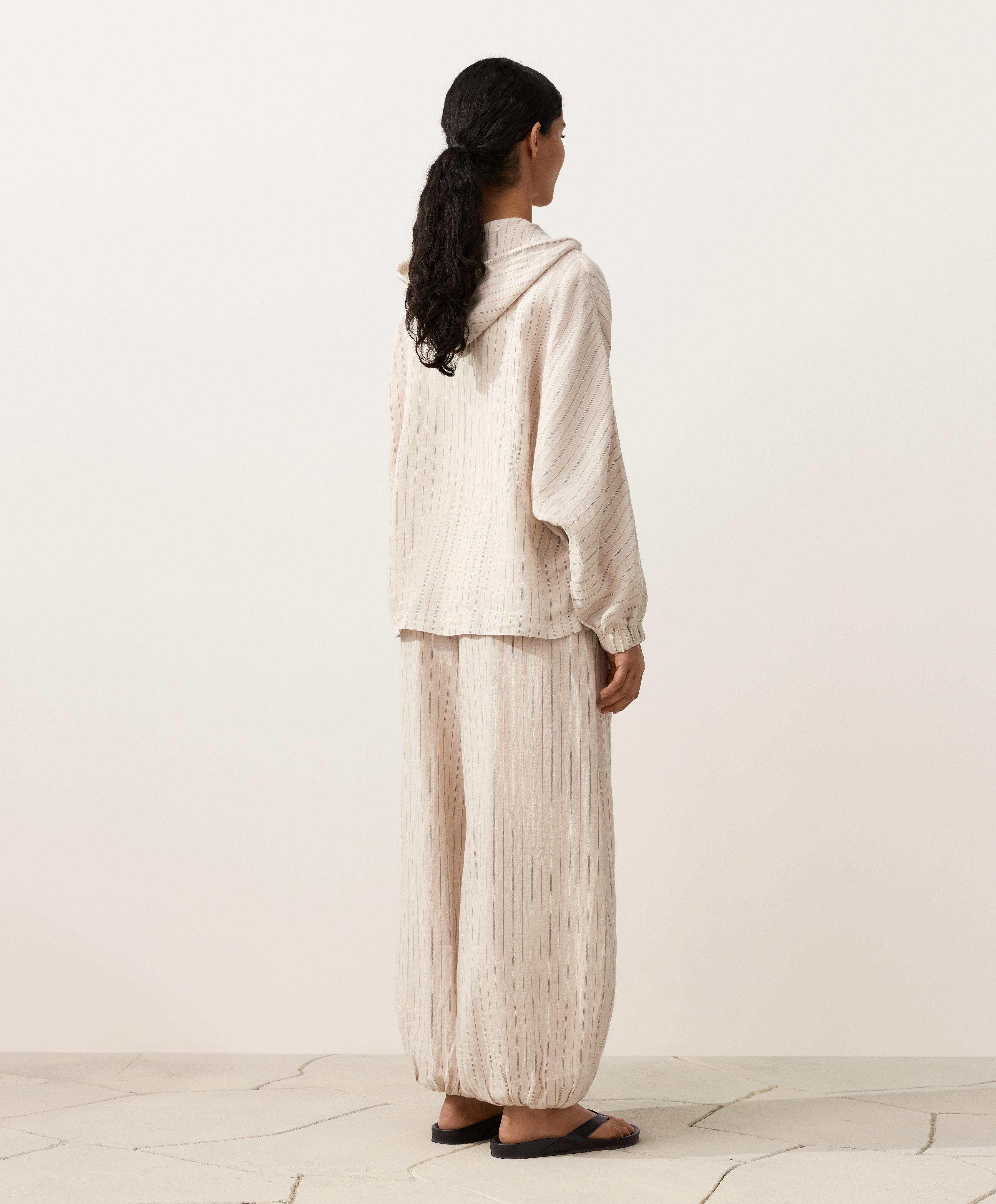 100% linen hooded jacket — SAND MELANGE