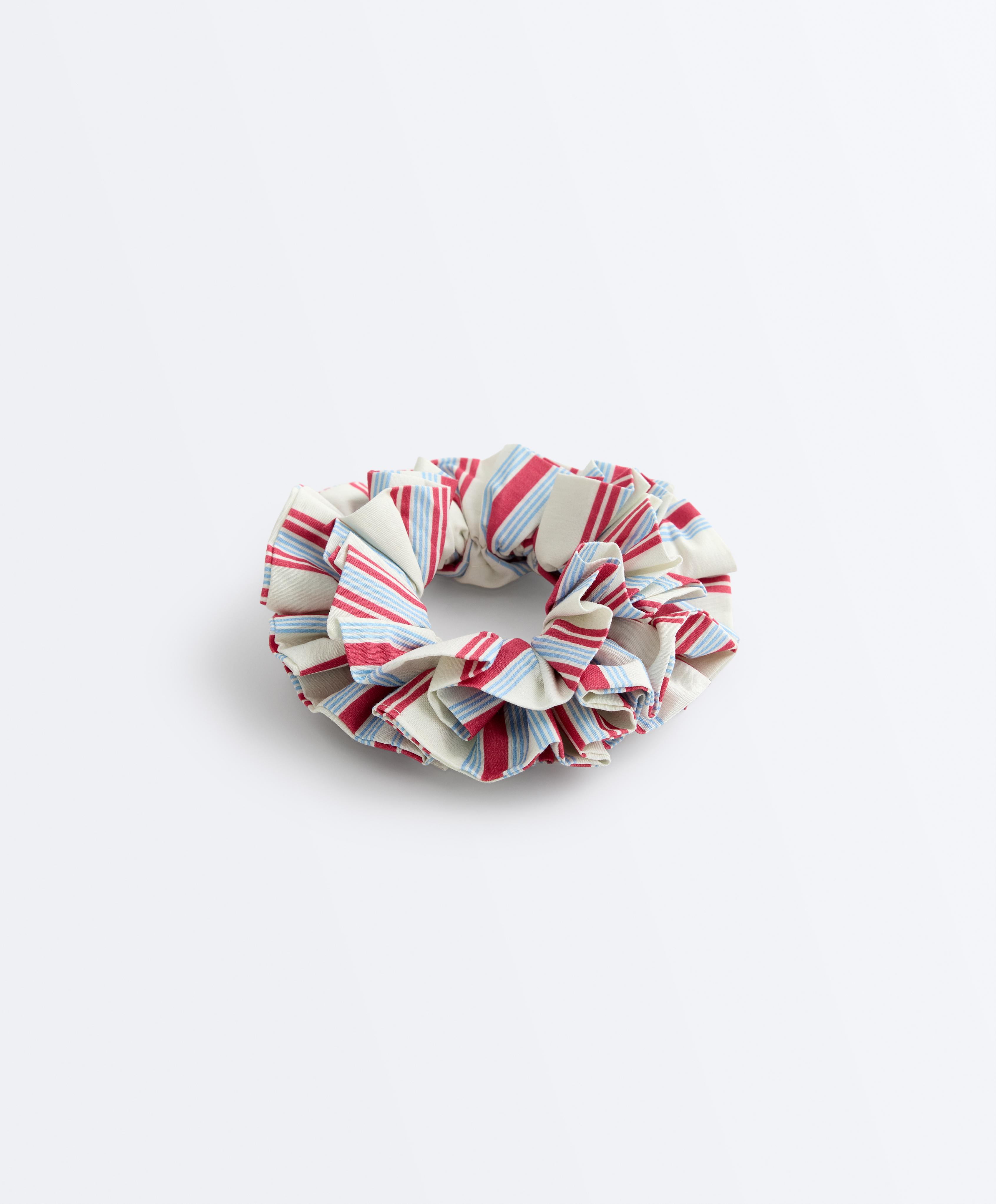 Maxi striped 100% cotton scrunchie