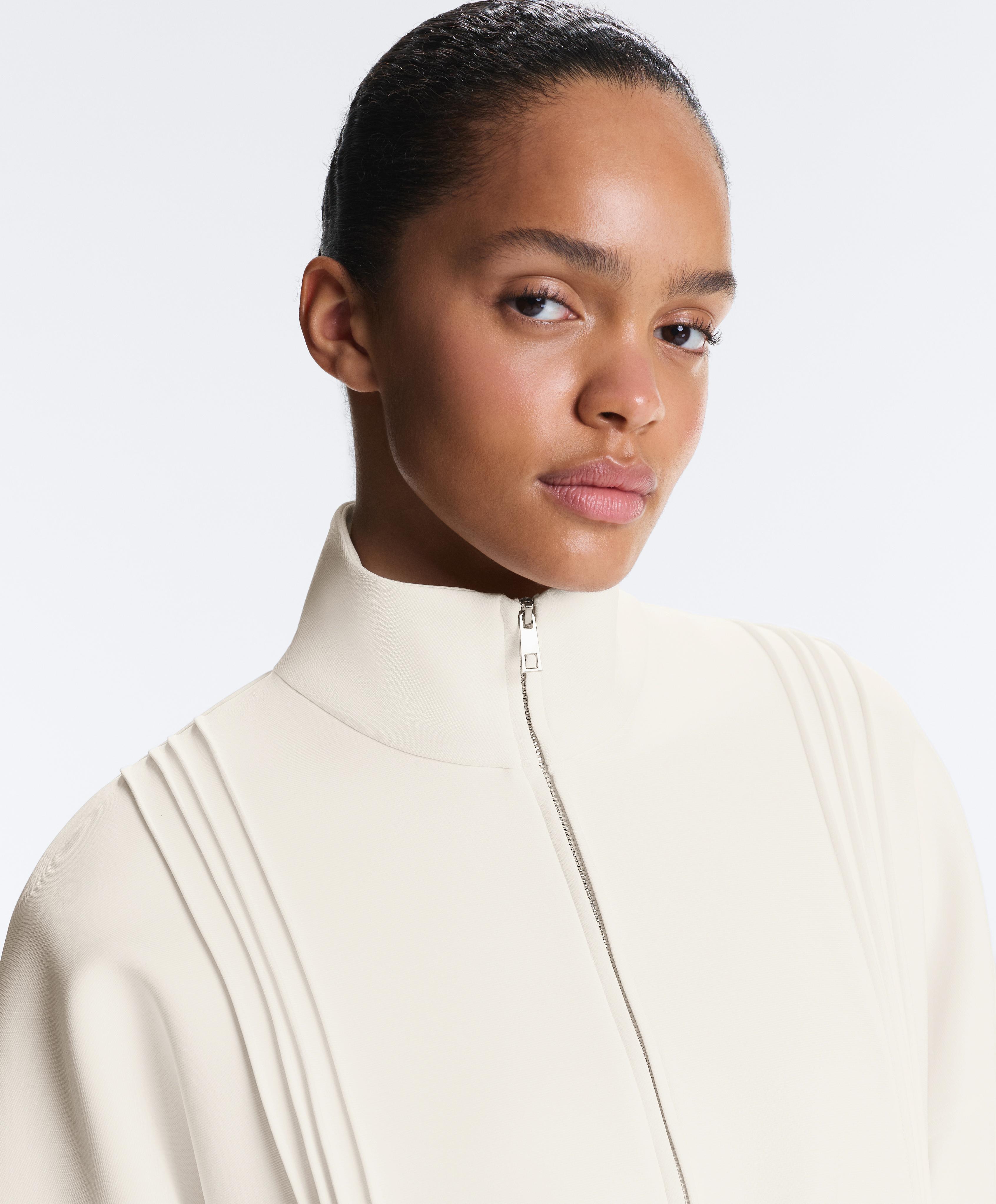Soft-touch modal jacket with rib trim — PALE ECRU