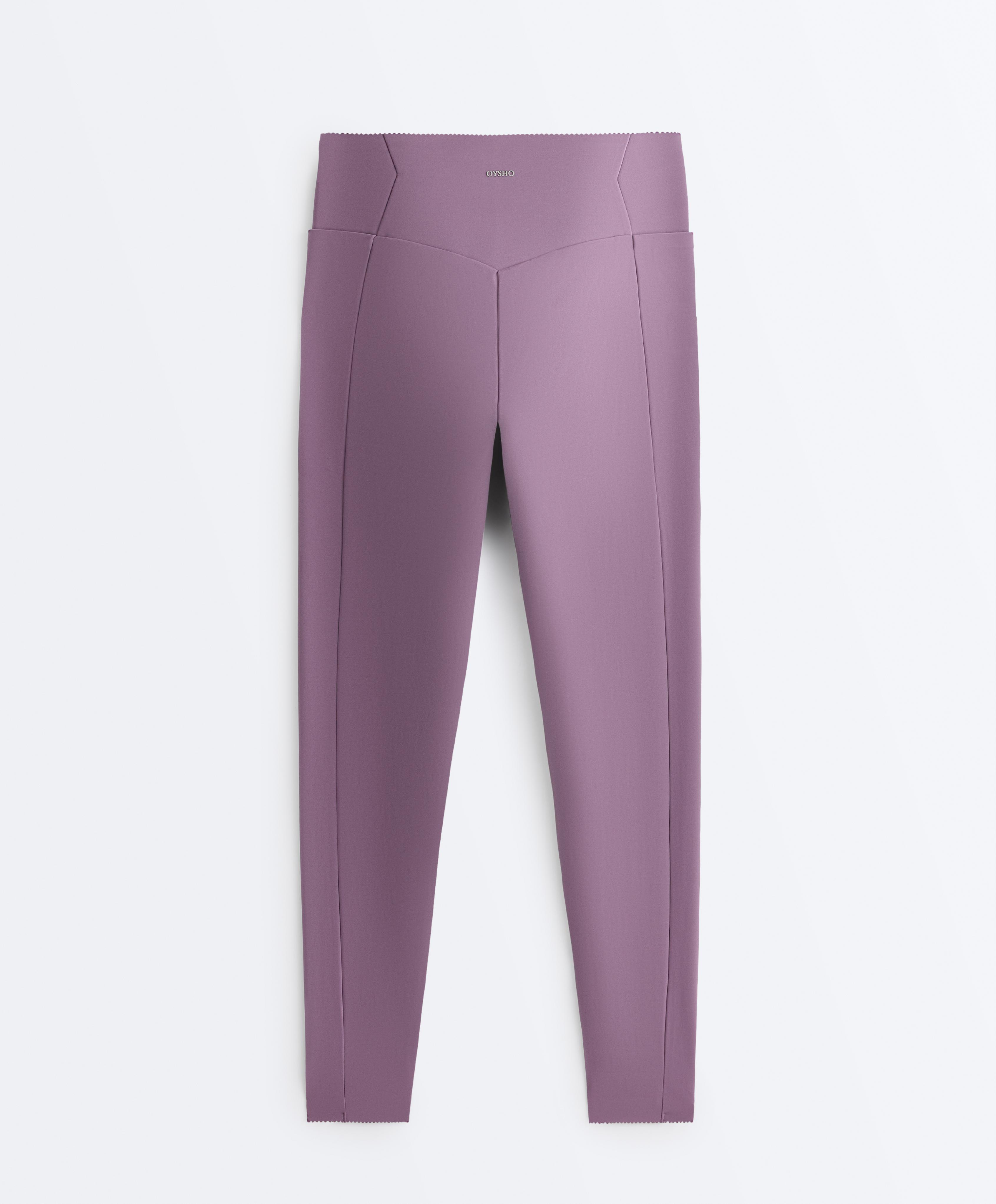 Compressive high-waisted pocket ankle-length leggings — DUSTY VIOLET