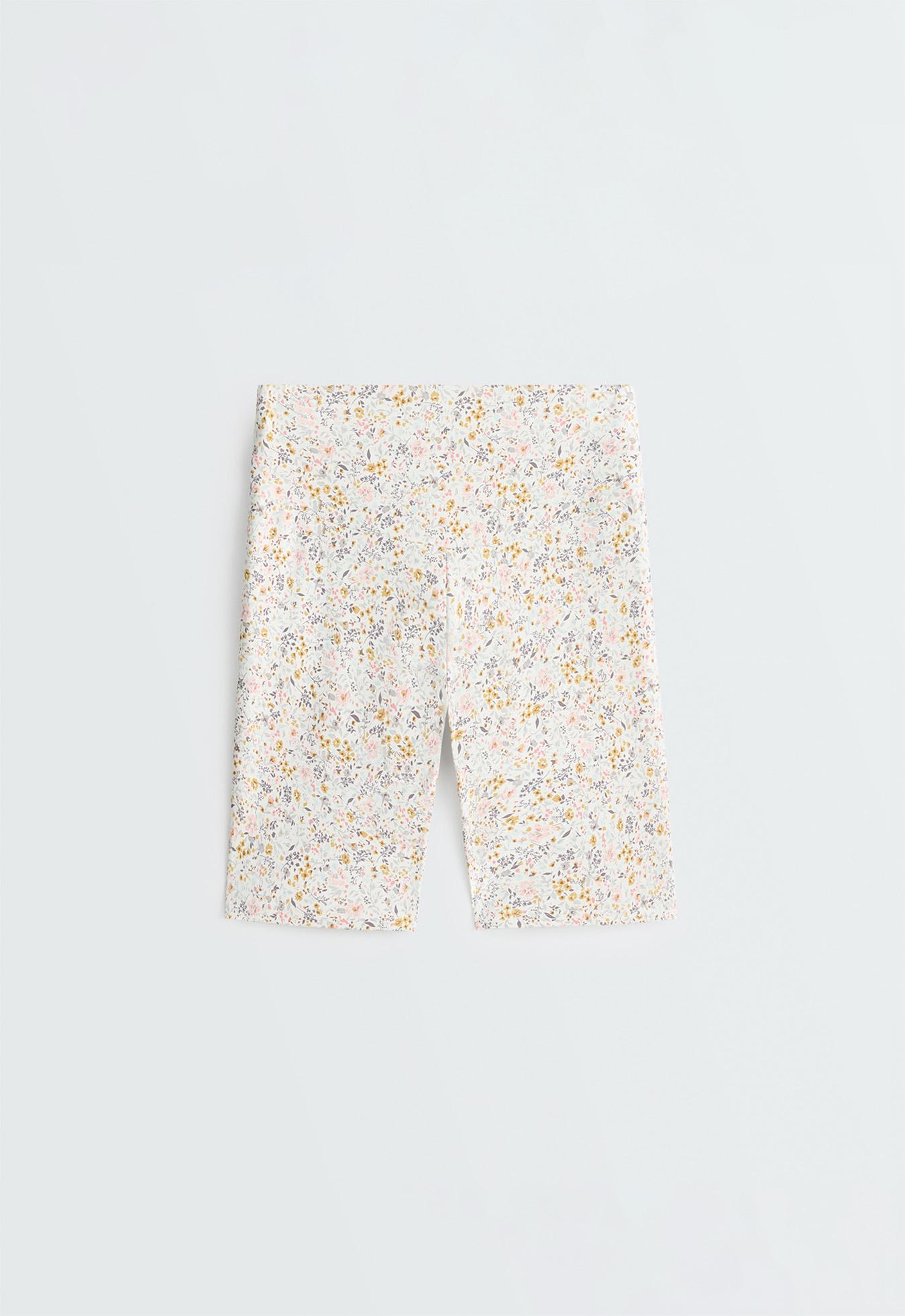 Comfortlux 20cm high-waisted floral biker leggings — PALE ECRU