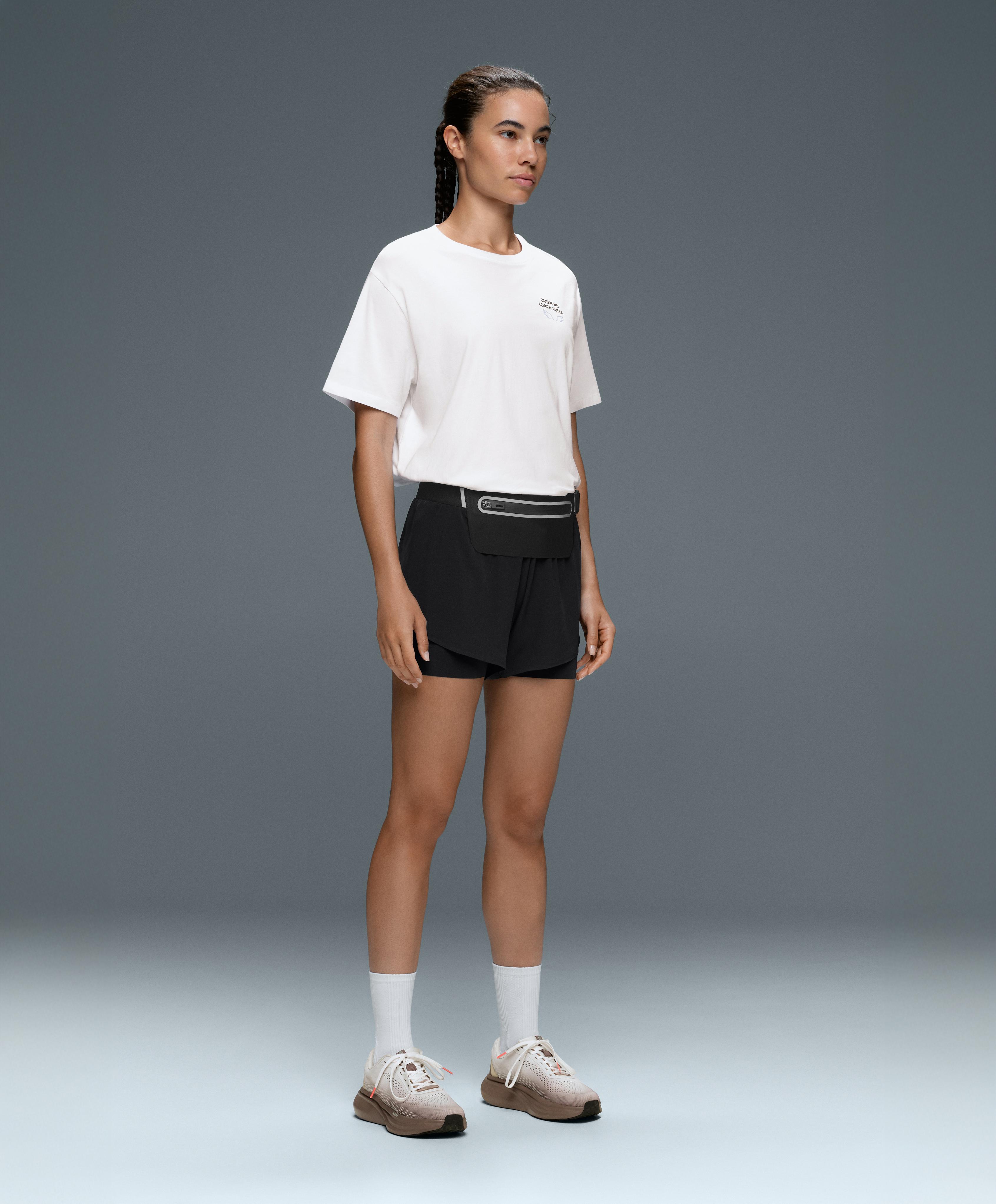 Printed boxy cotton blend short-sleeved T-shirt — WHITE 