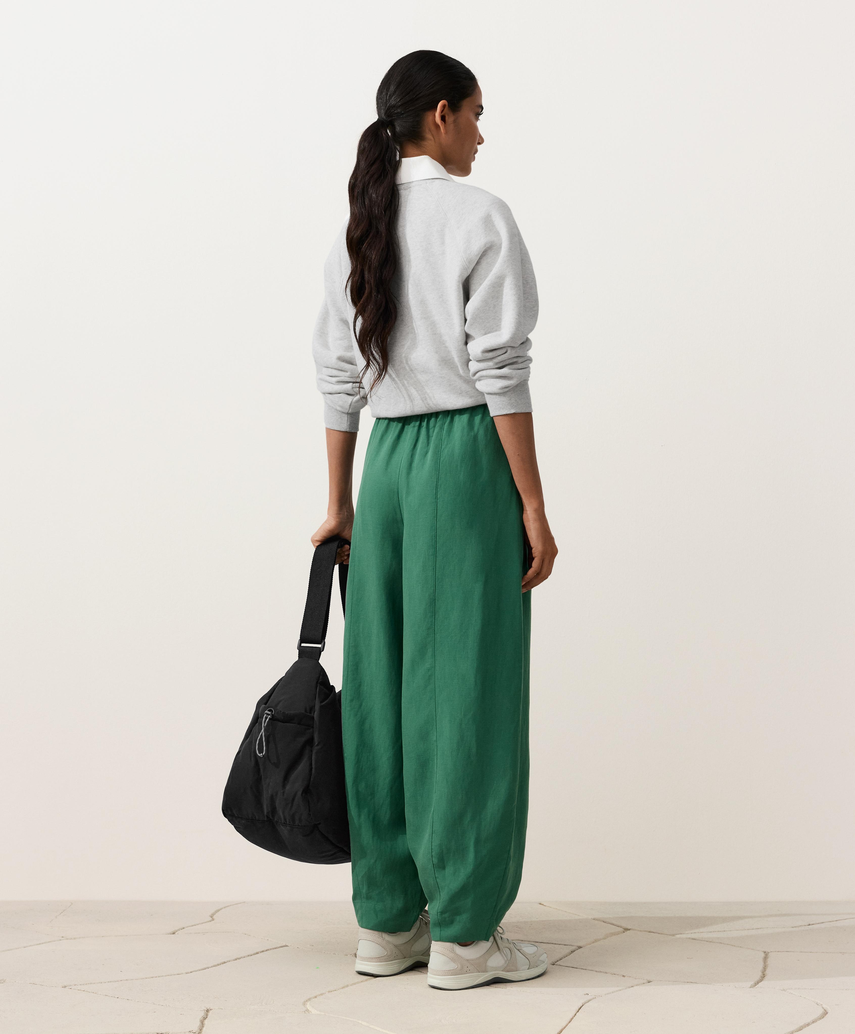 Balloon trousers lyocell blend and 24% linen with seams — EMERALD GREEN