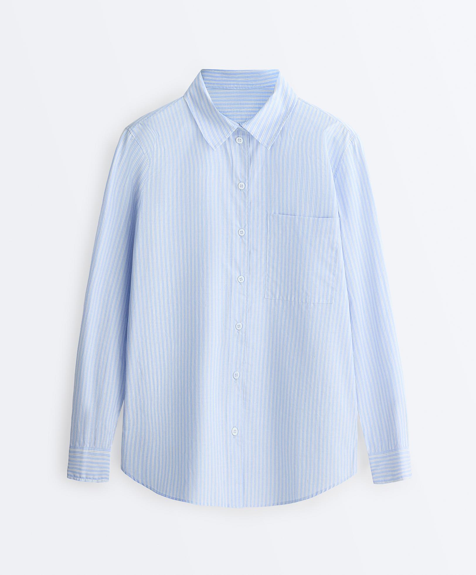 100% cotton long-sleeved shirt — PALE BLUE