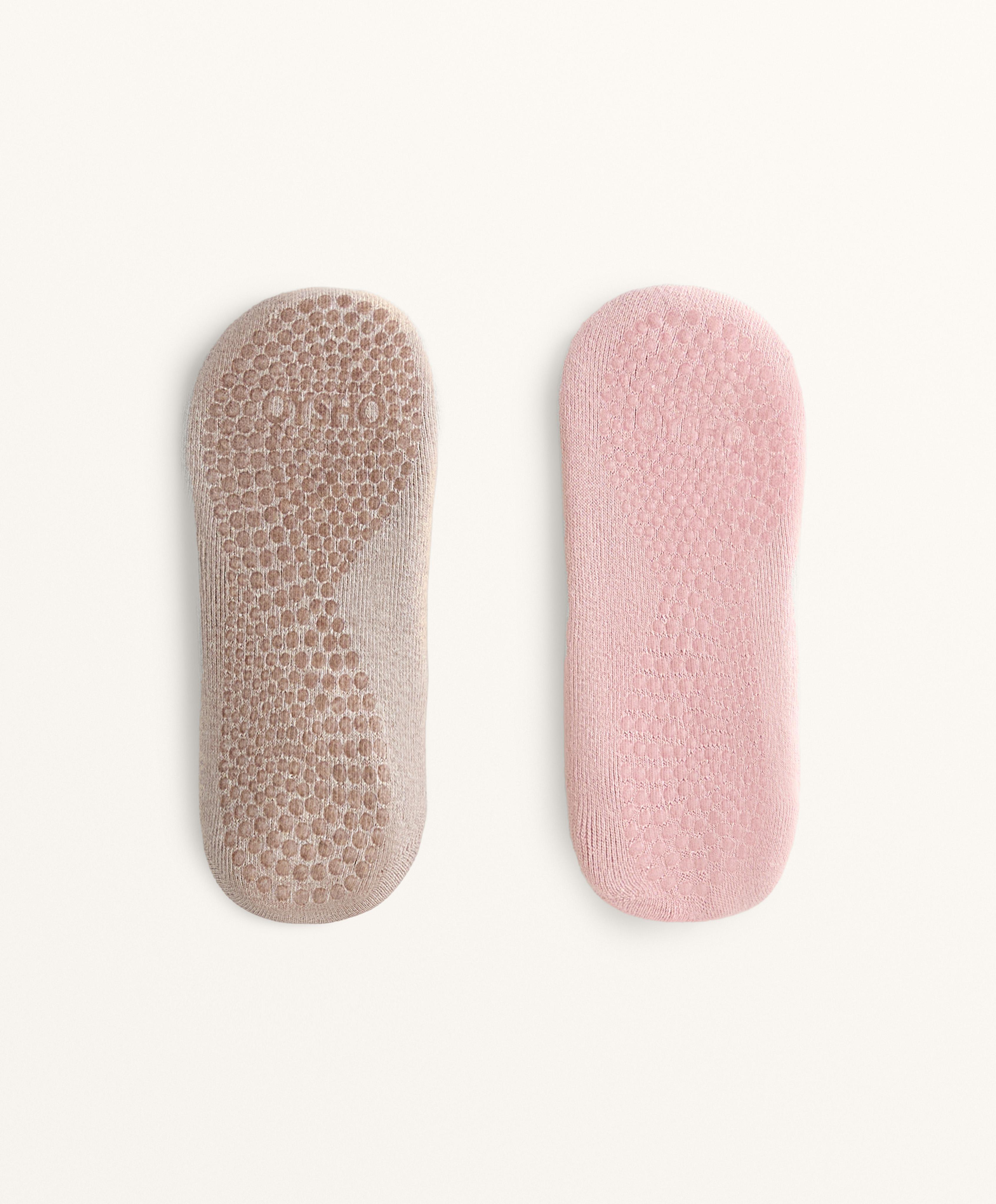 Pack de 2 pares de meias acolchoadas para Yoga e Pilates em mistura de algodão com tiras cruzadas