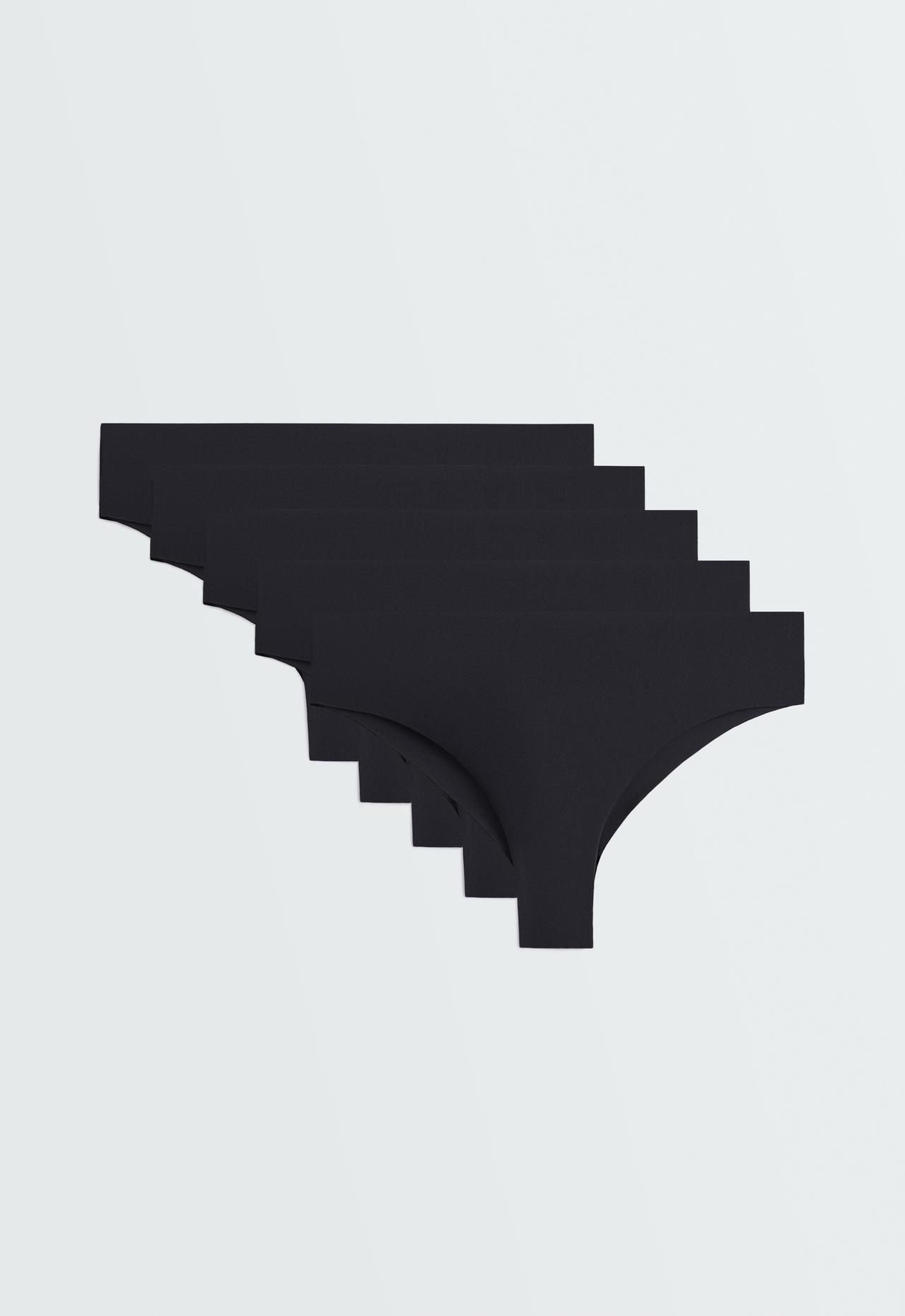 5 brazilian briefs in polyamide blend — BLACK
