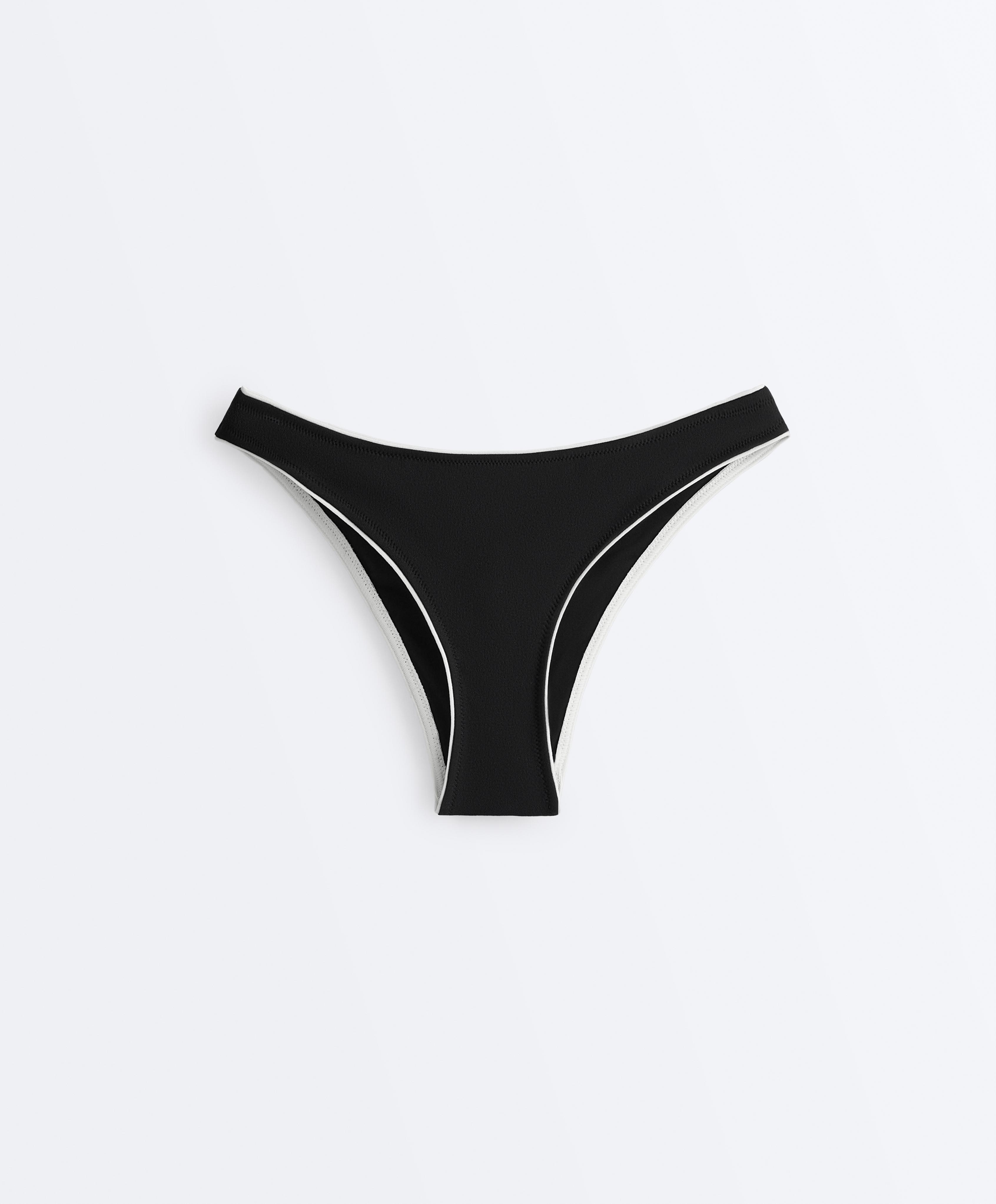 U-cut piping medium-coverage bikini briefs — BLACK