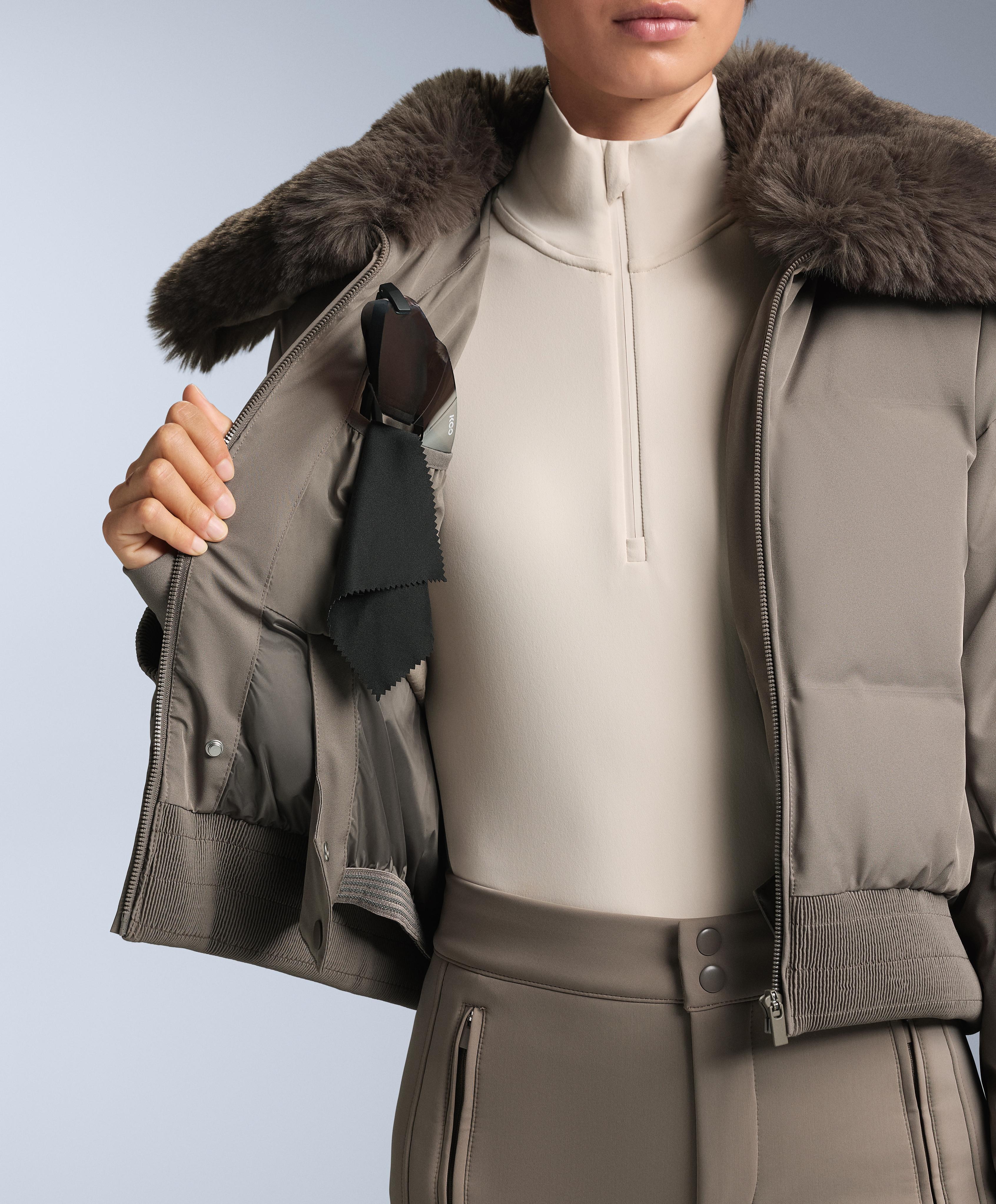 MINARDI PIUME SKI water-resistant 80% down and 20% feather jacket — DARK TAUPE