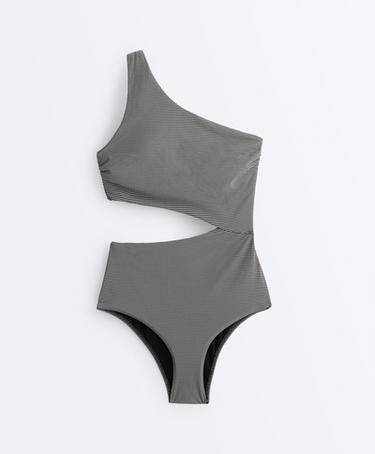 Mini gingham asymmetric trikini — BLACK 8