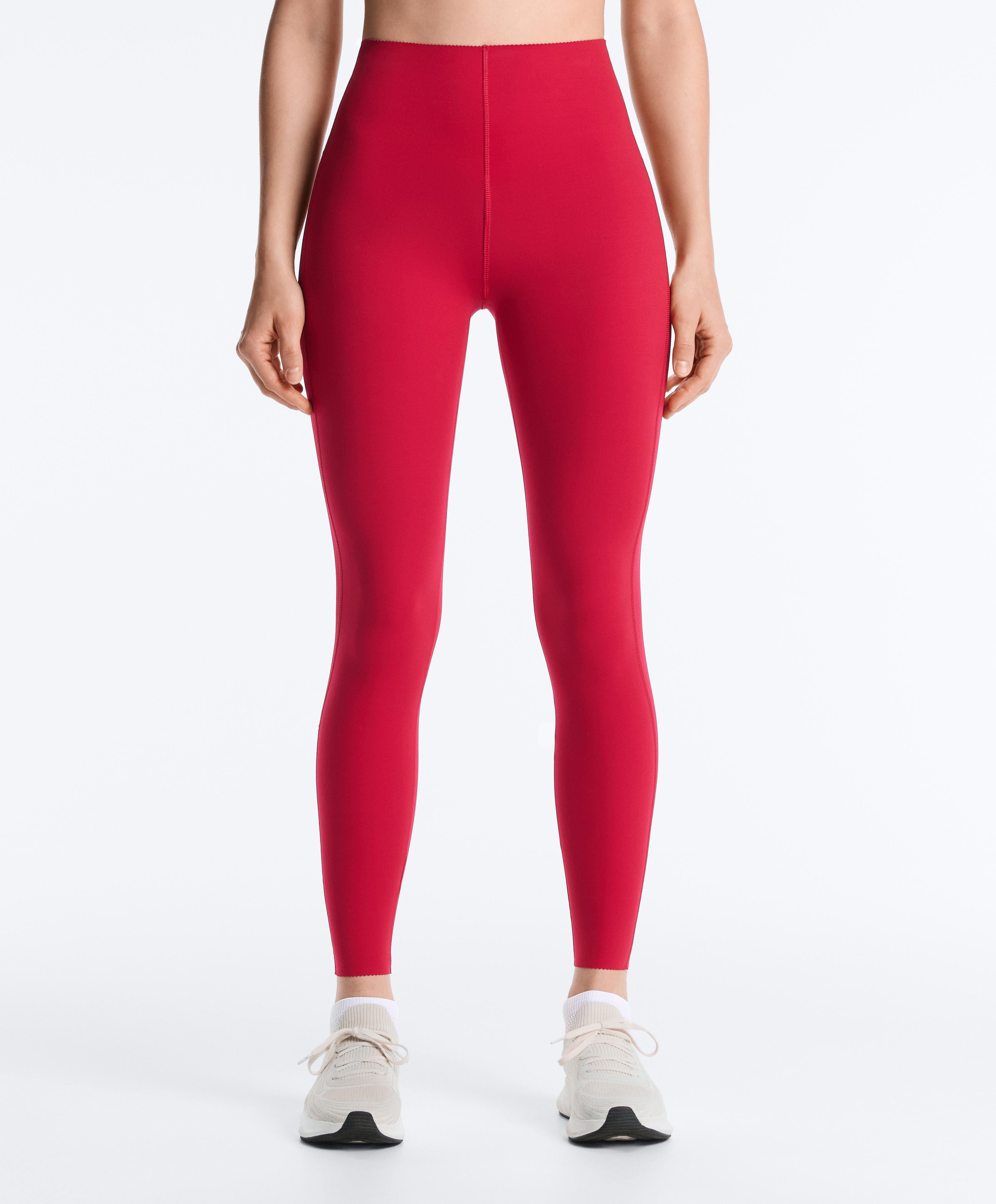 Extra-compressive core-control 65cm ankle-length leggings — RED