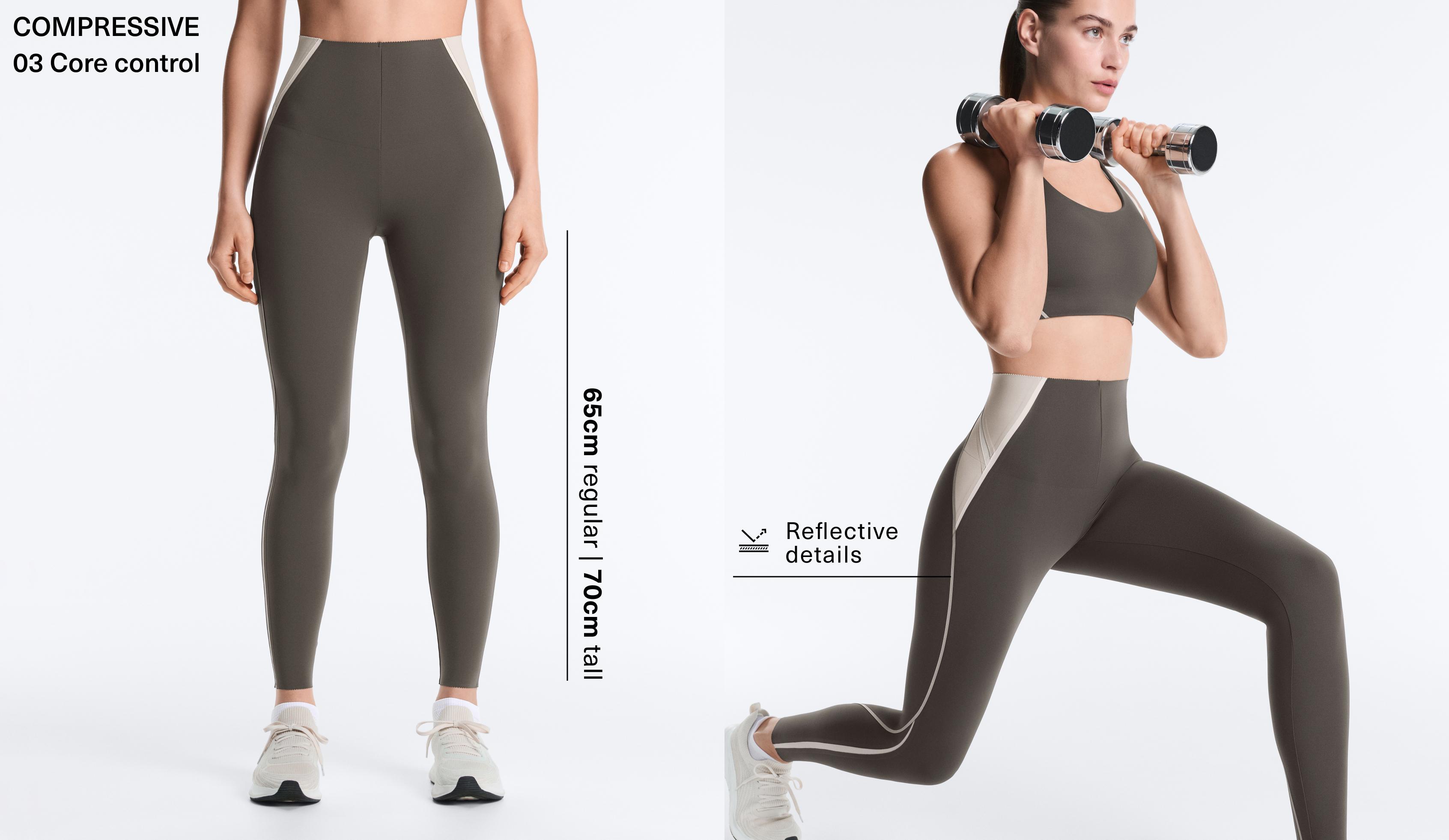 High-rise Compressive reflective core control ankle-length leggings - Намалениe