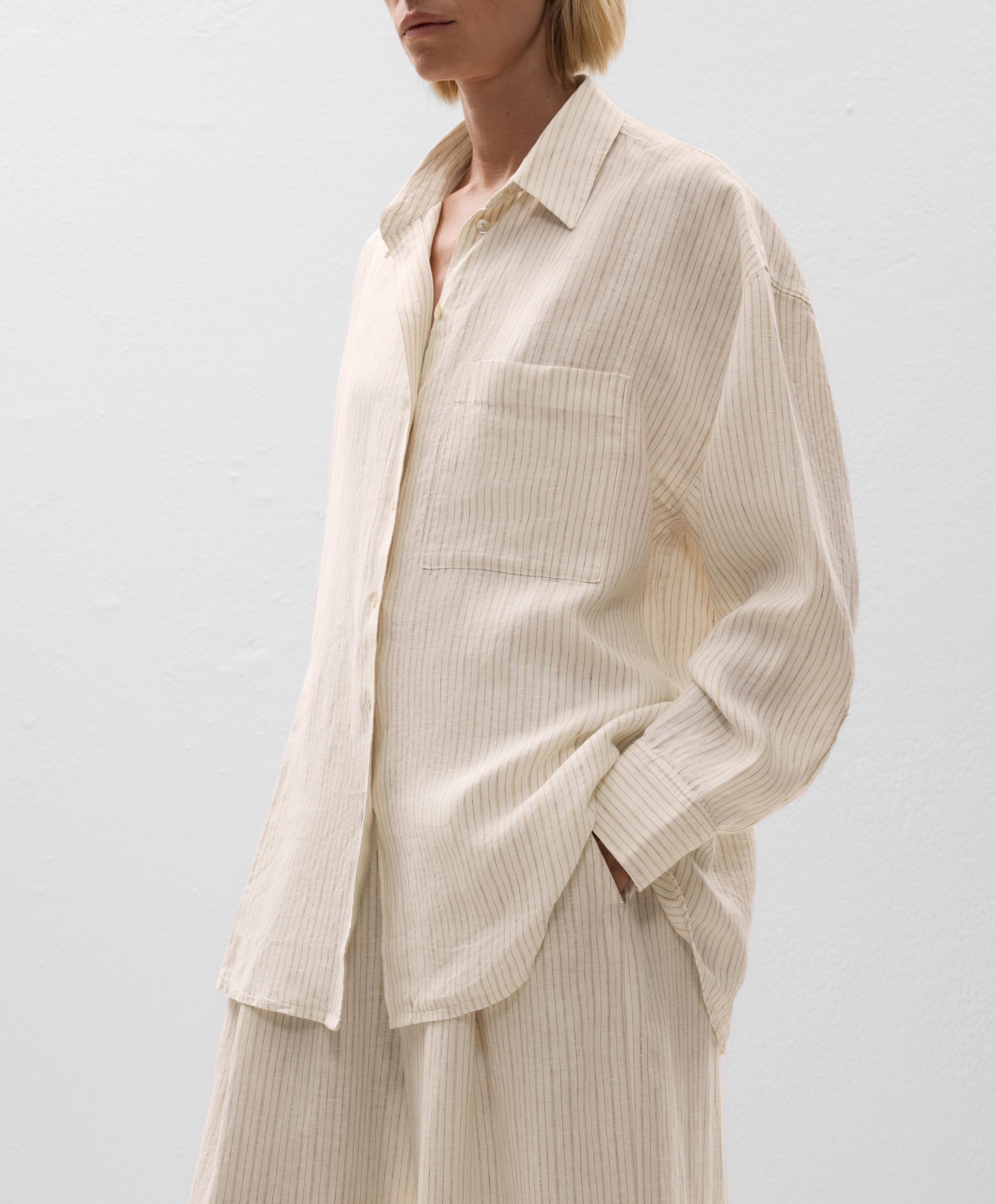 Striped 100% linen relaxed shirt - Sale Striped 100% linen relaxed shirt - Sale