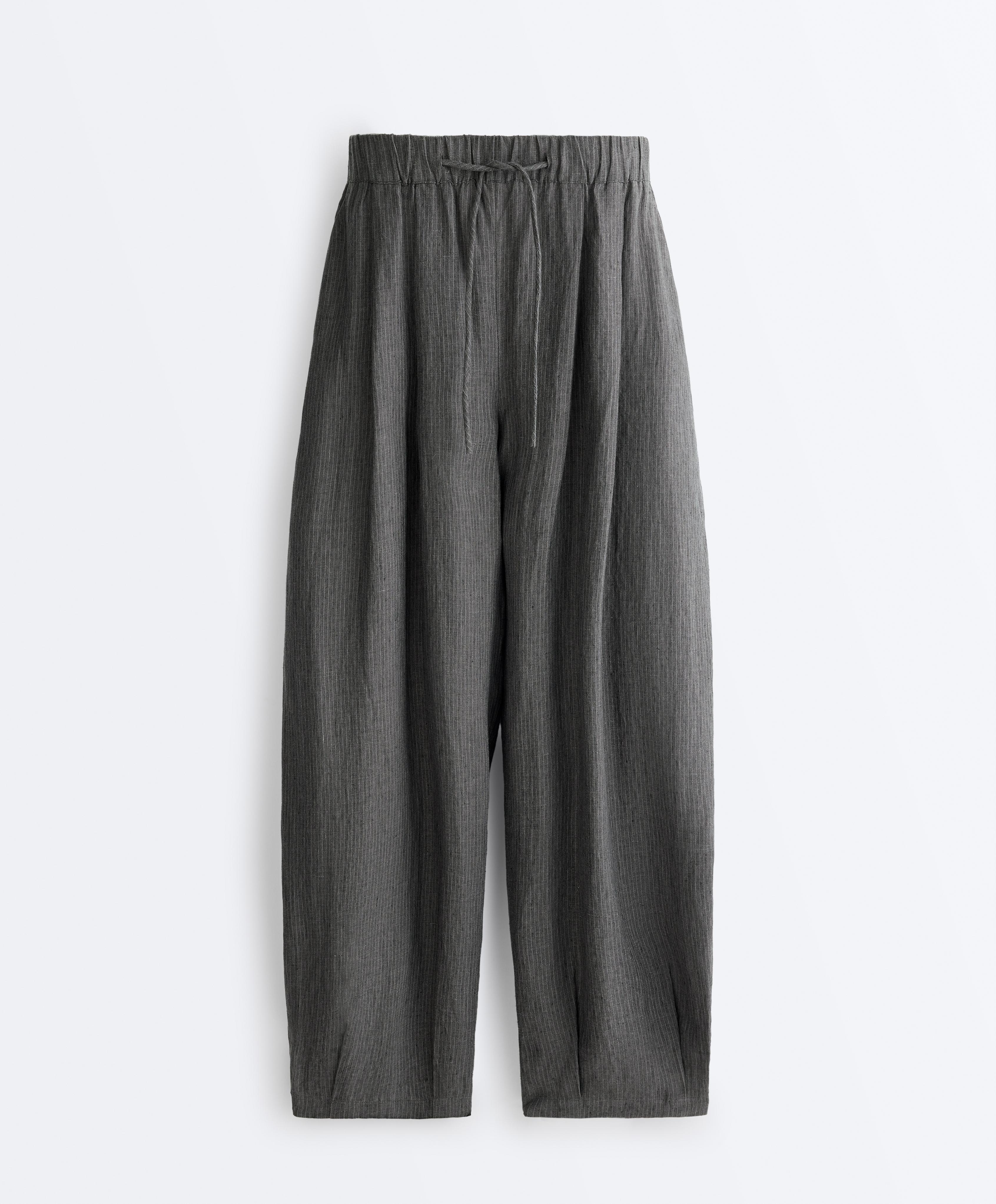 Balloon broek van 100% linnen met strepen - Sale Balloon broek van 100% linnen met strepen - Sale