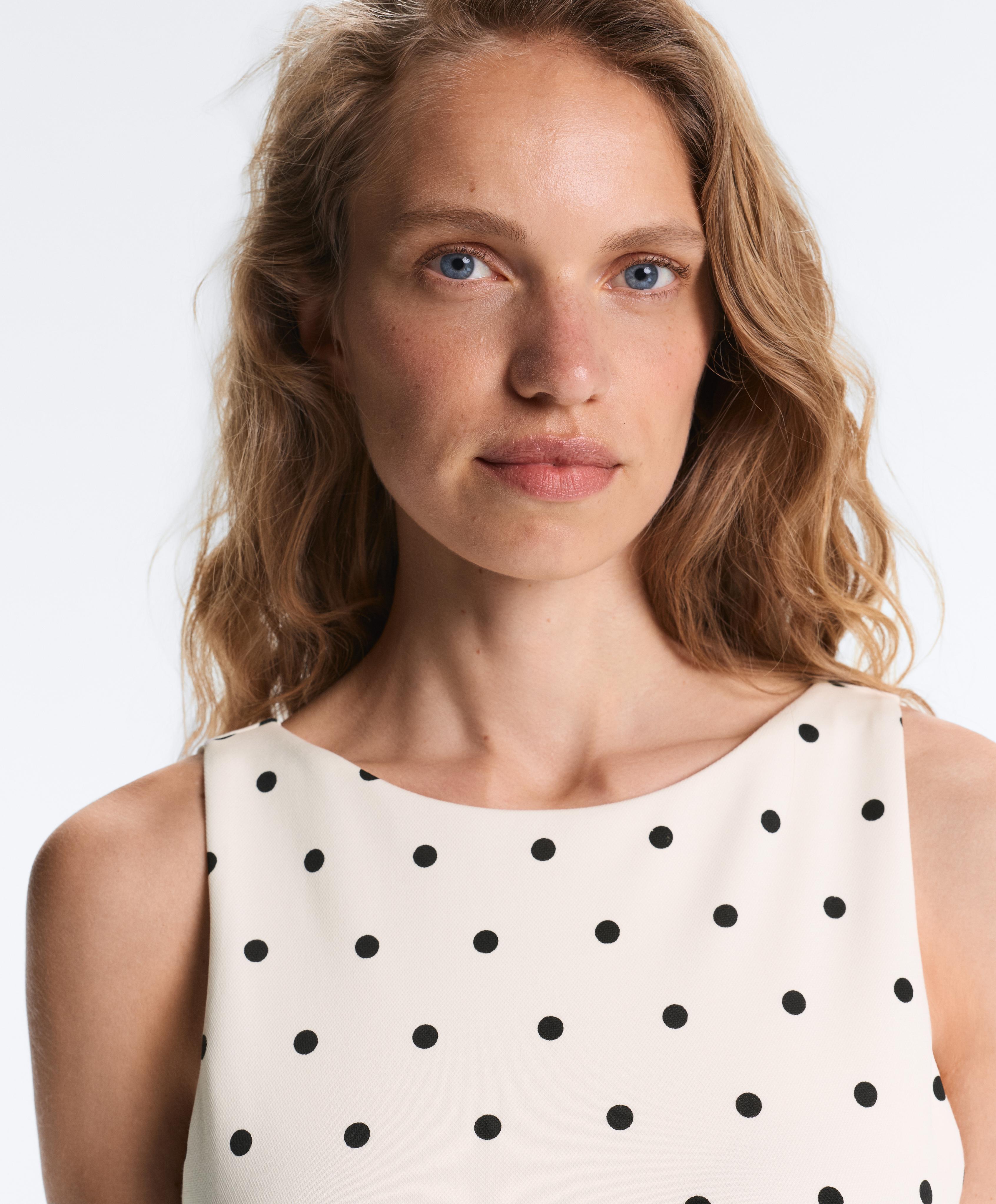 Sleeveless polka dot T-shirt — PALE ECRU