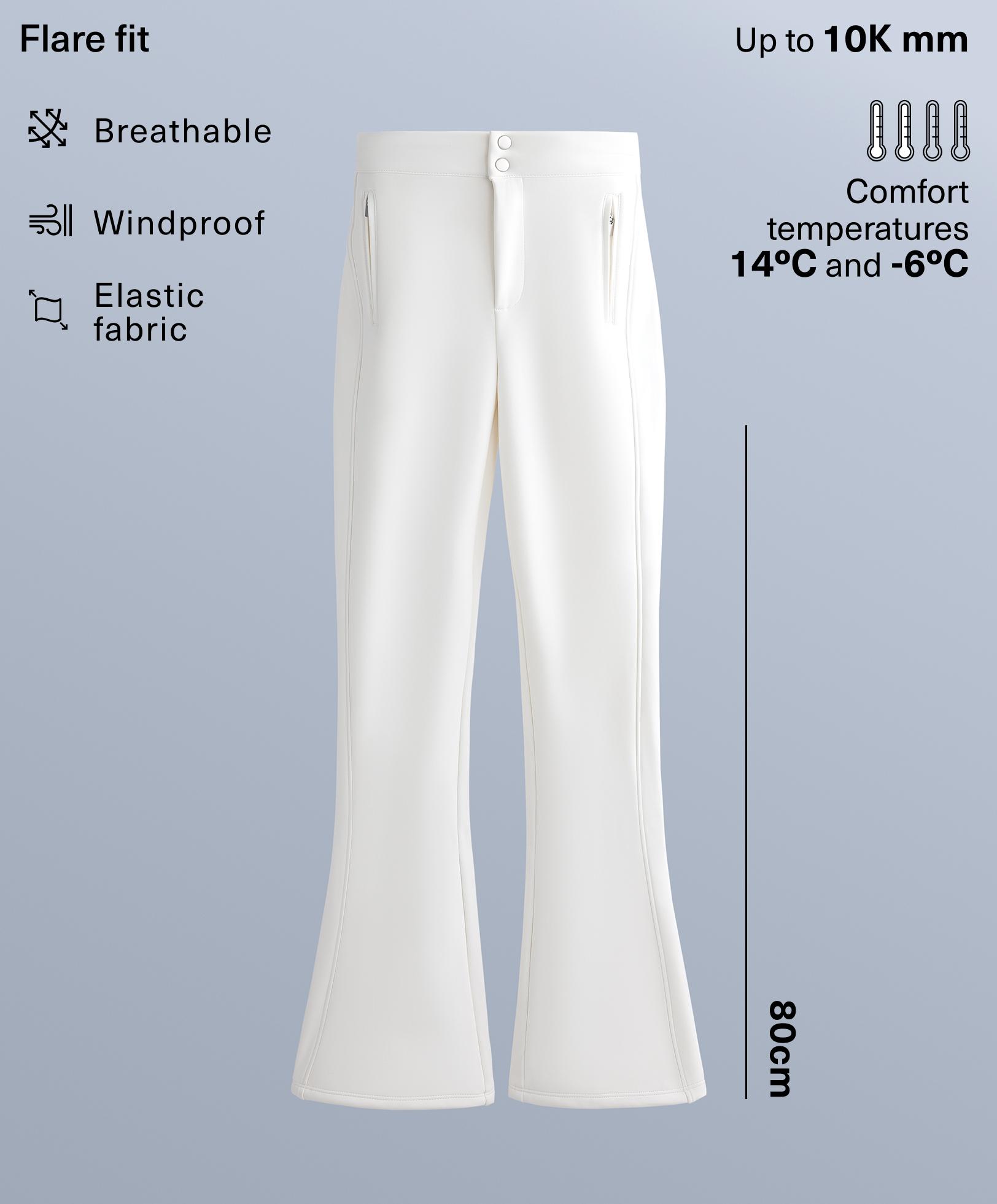Water-resistant flare stretch SKI trousers — WHITE