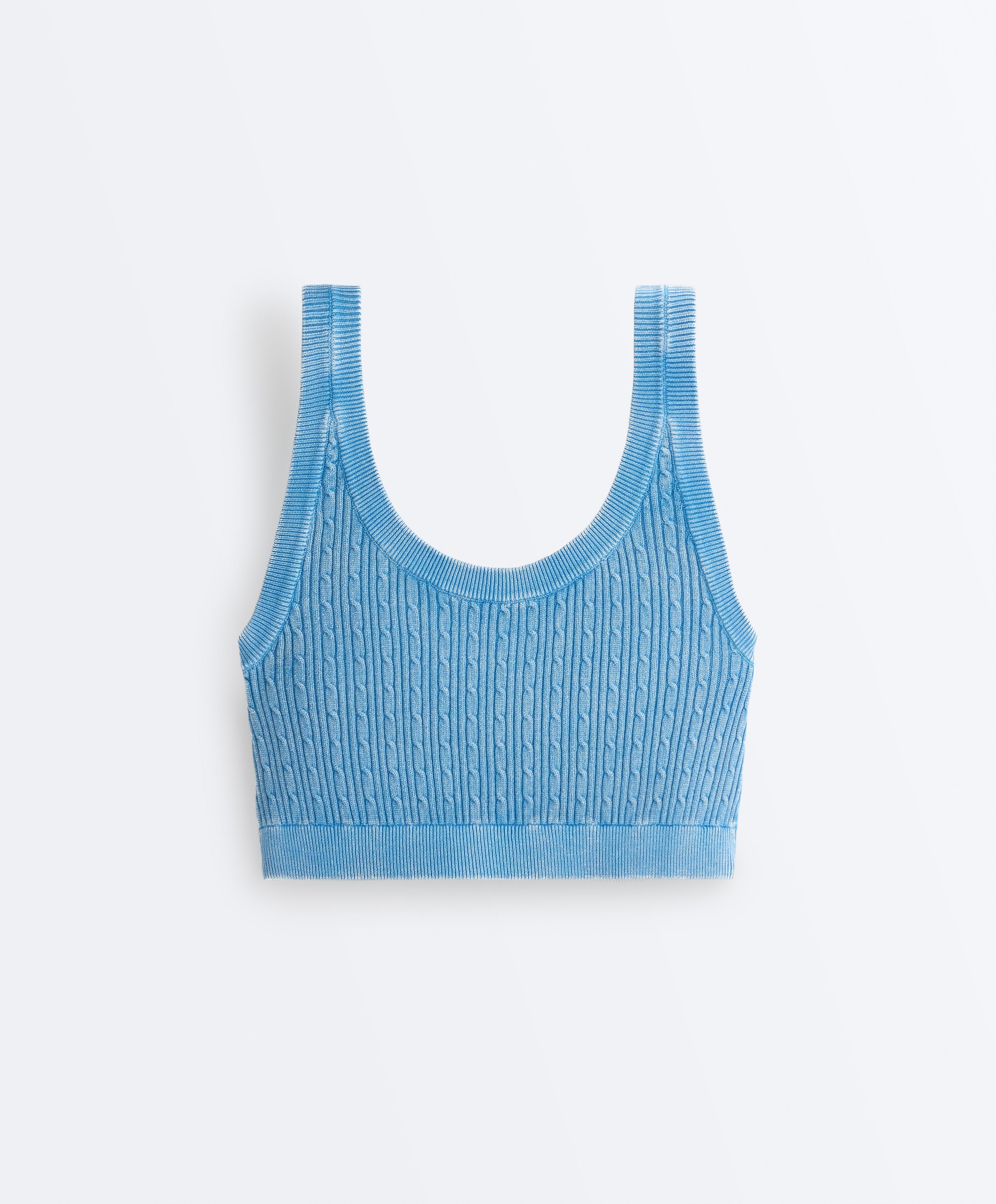 Washed knit crop cable strap T-shirt
