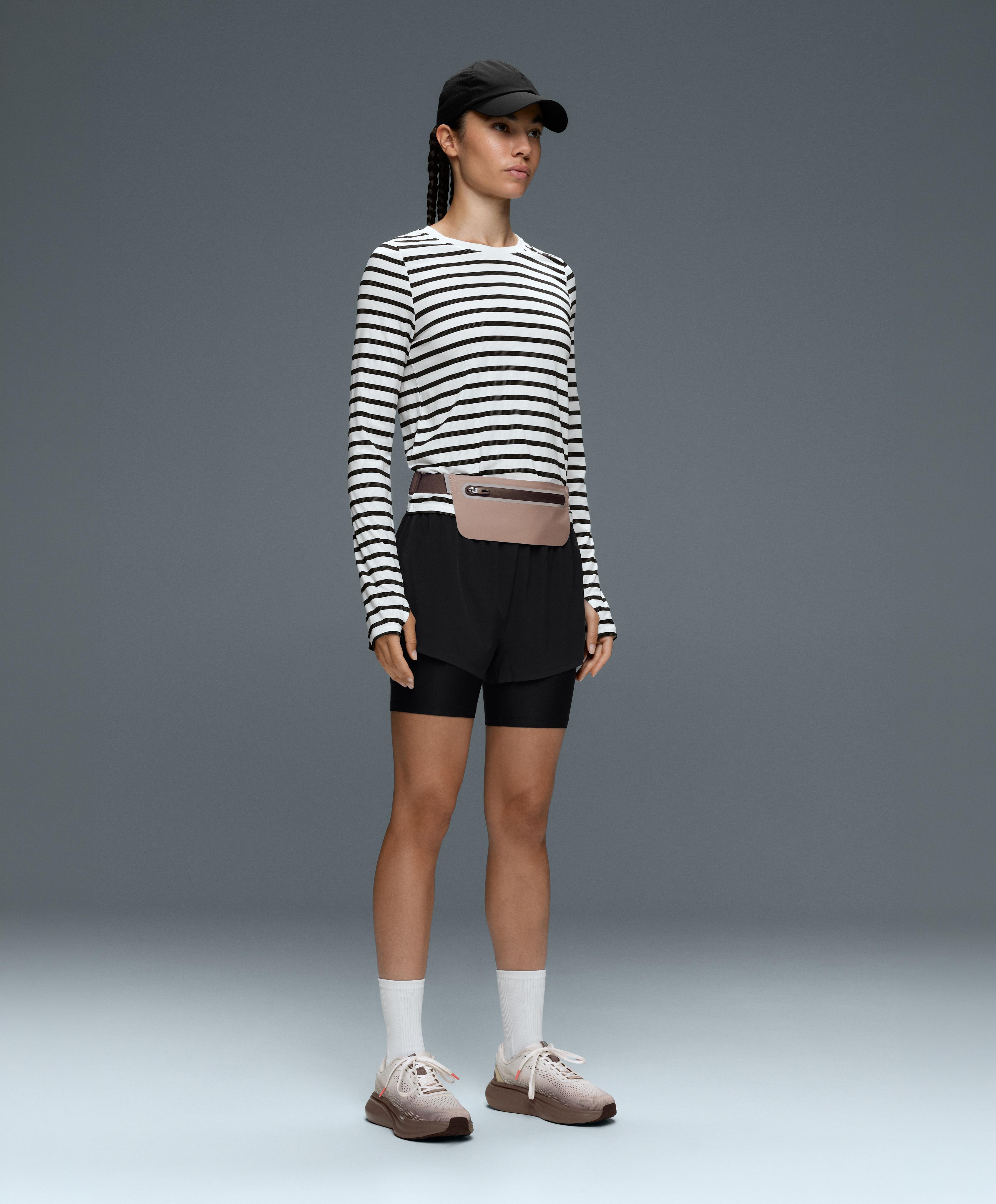 Striped long-sleeve technical T-shirt — BLACK