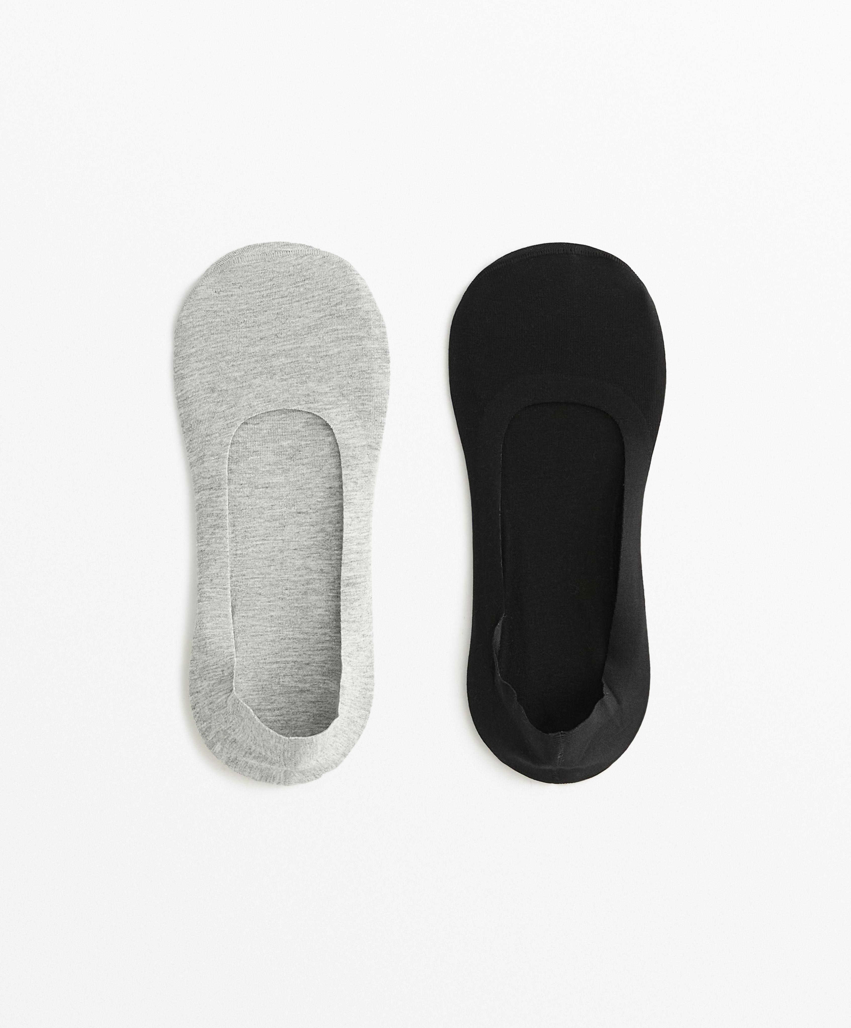 2 pairs of medium-cut cotton blend invisible socks