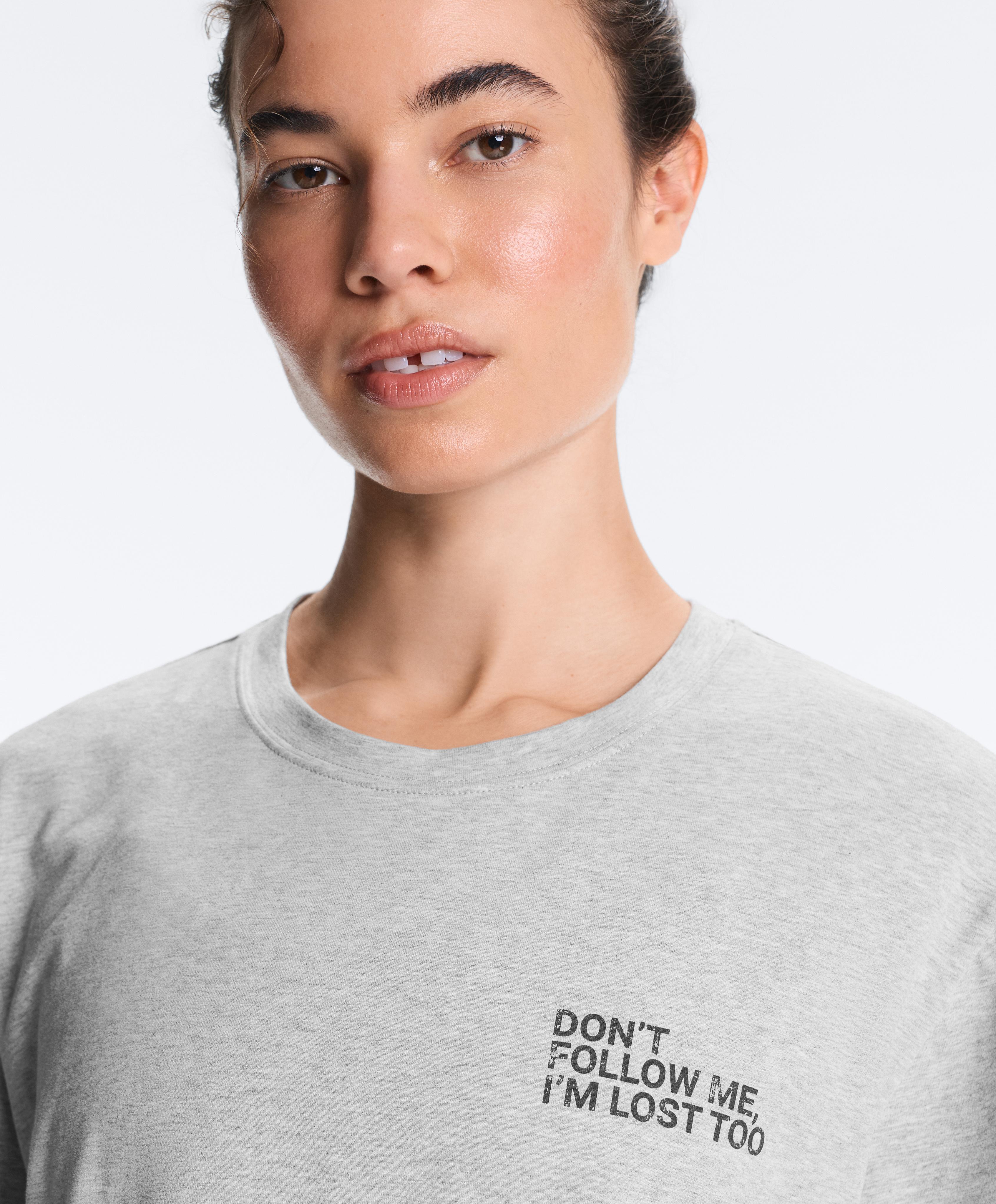 Boxy cotton blend T-shirt with slogan