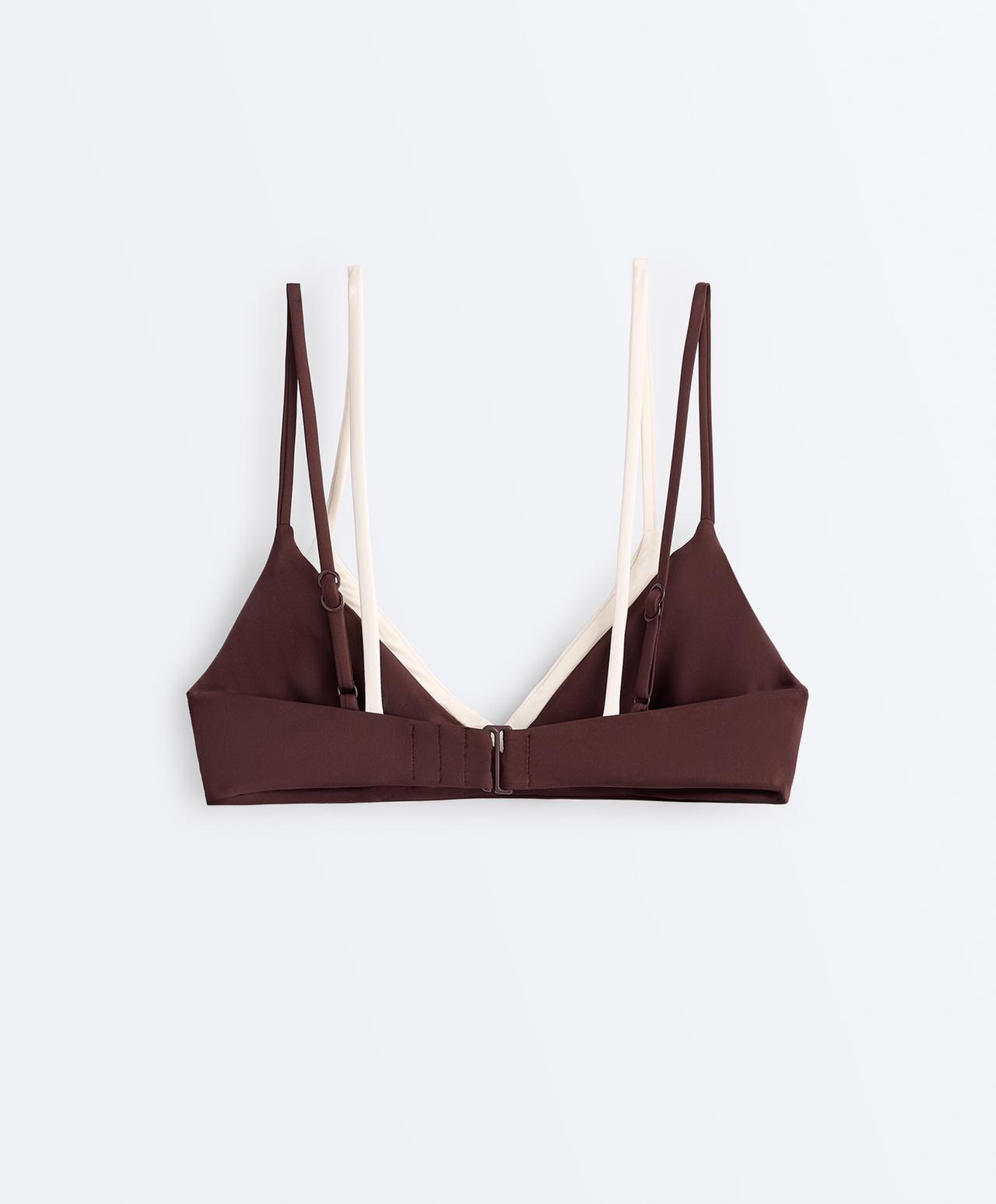 Double-effect bikini top — CHOCOLATE