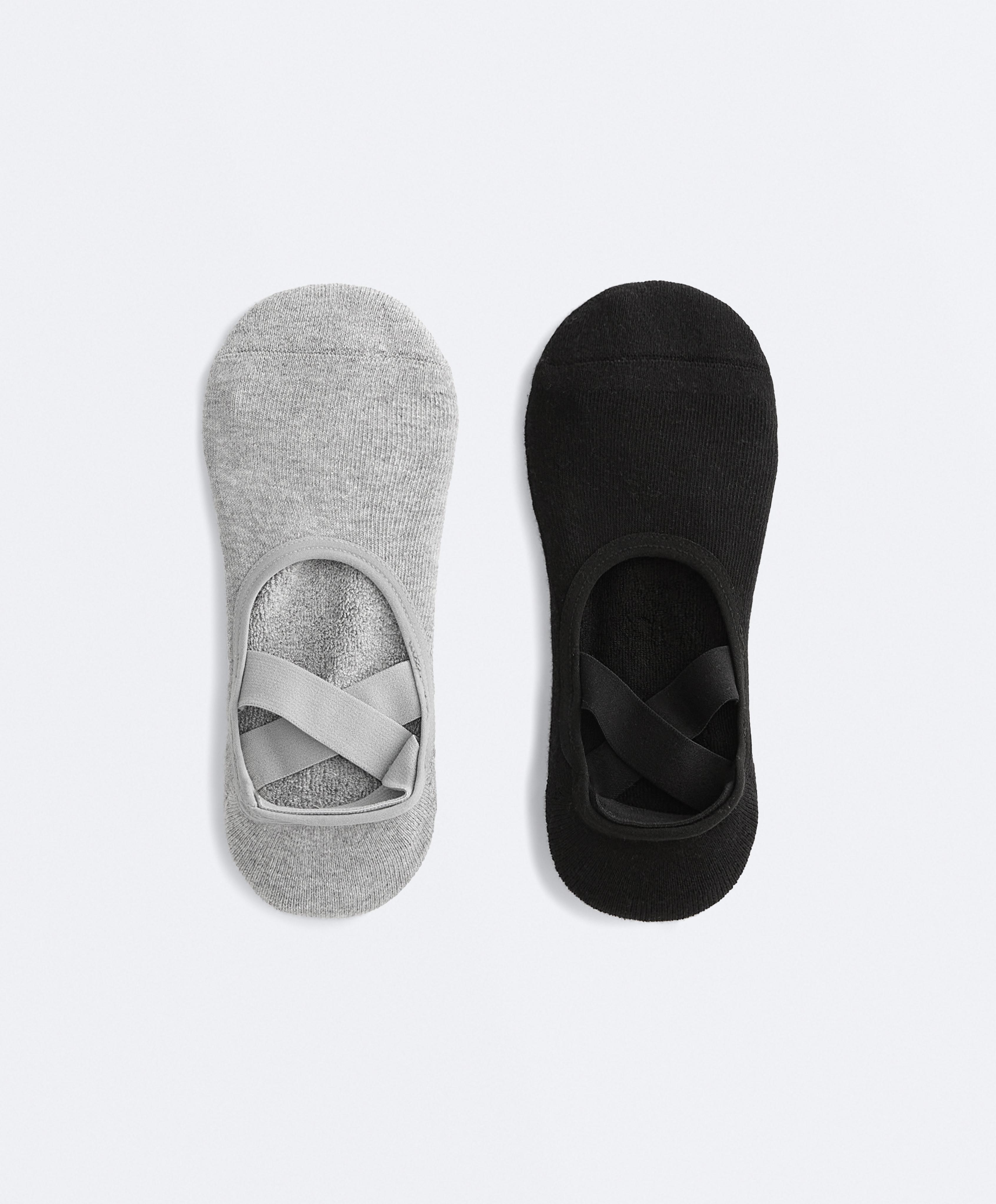 2 pares de calcetines yoga y pilates acolchados mezcla algodón cintas cruzadas 2 pares de calcetines yoga y pilates acolchados mezcla algodón cintas cruzadas