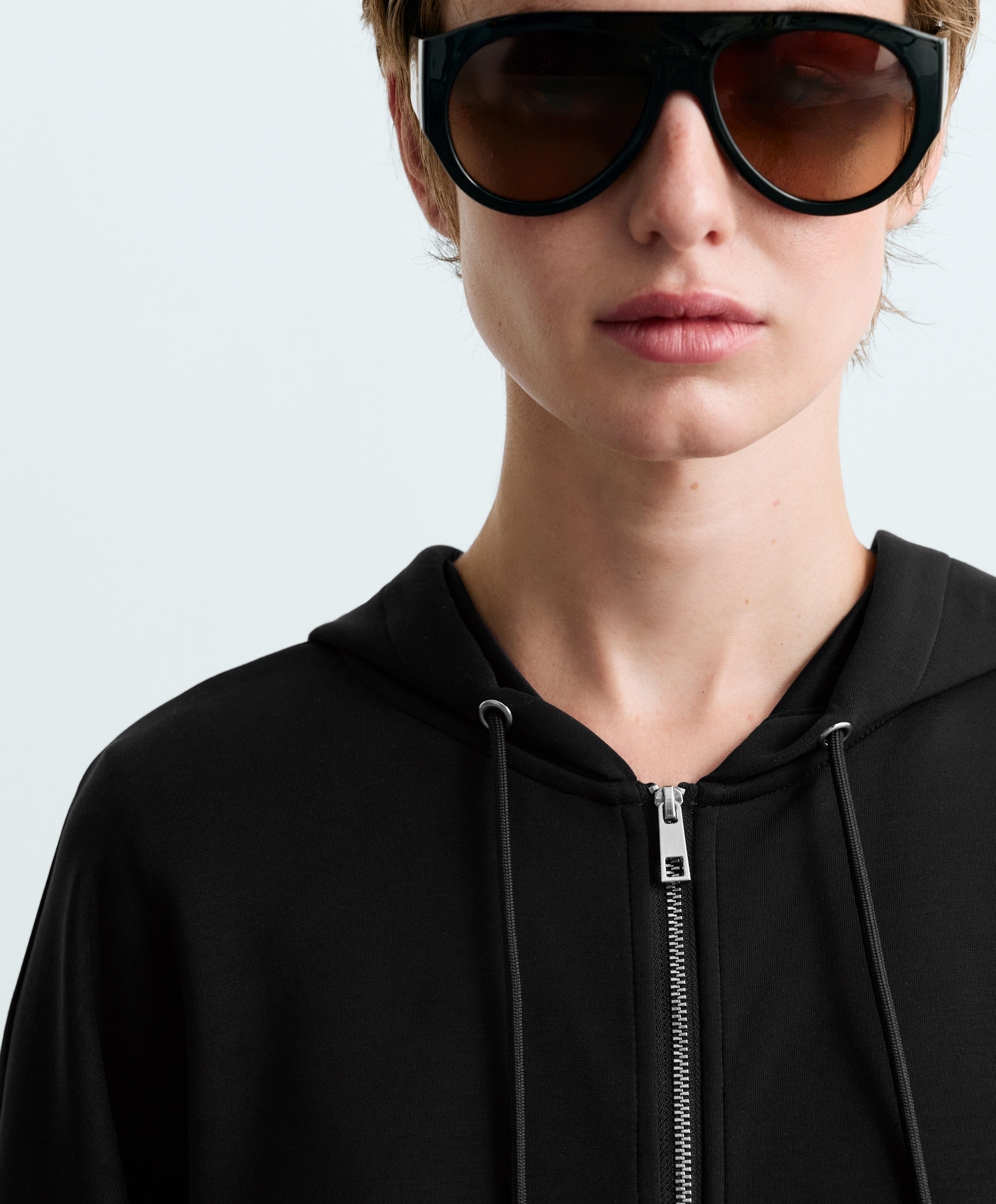 Soft-touch jacket with modal — BLACK