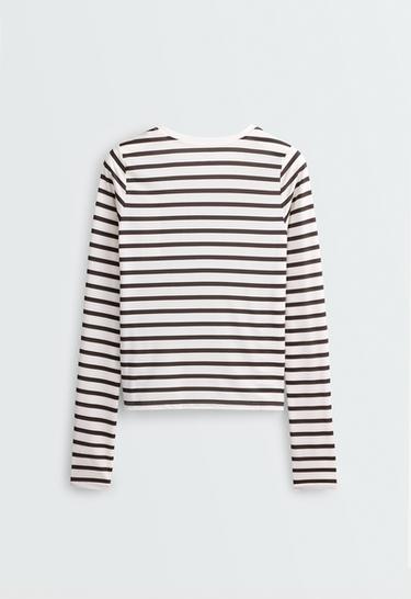Regular Fit technical T-shirt, long sleeve, striped print — BROWN 7