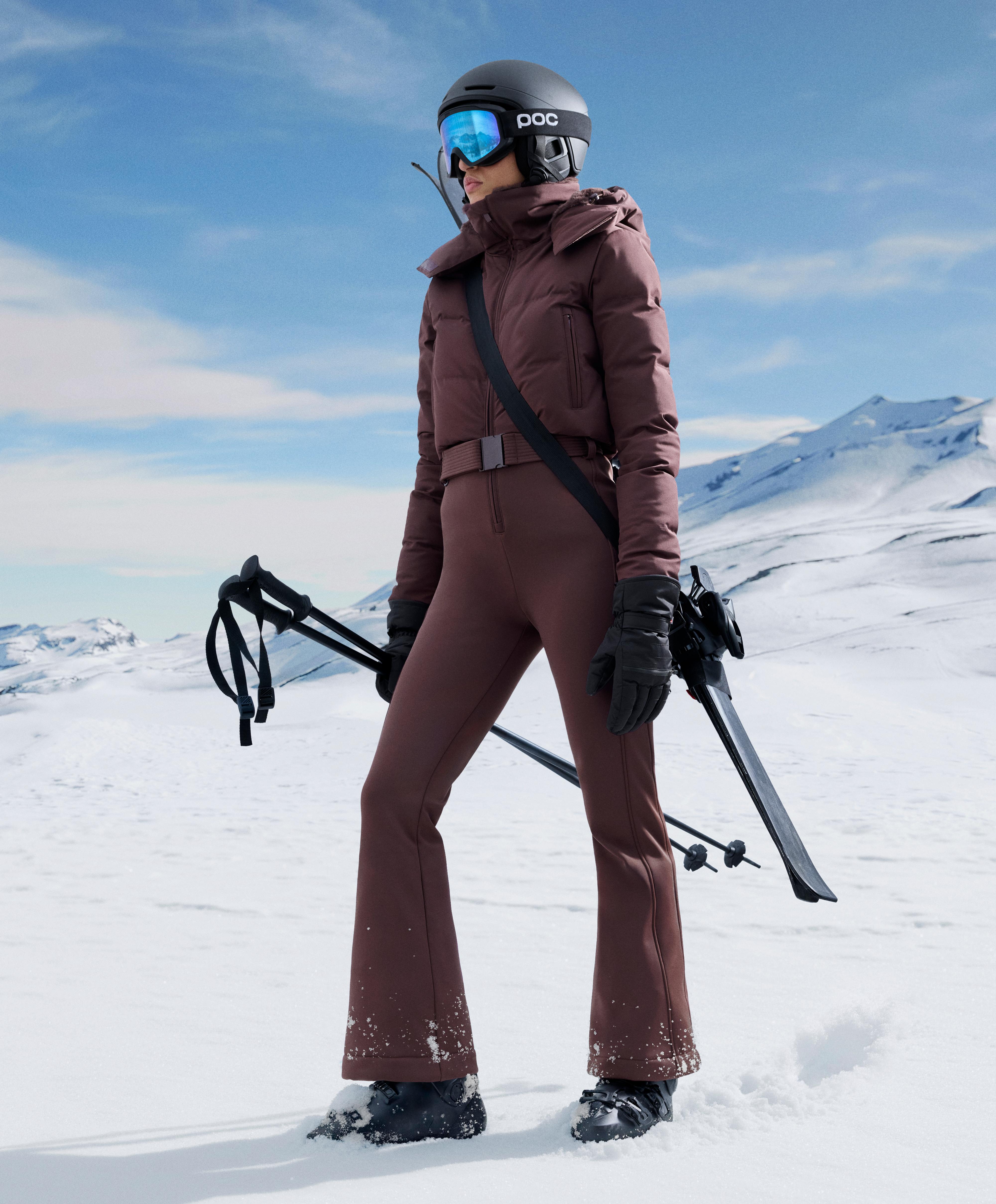 MINARDI PIUME SKI water-resistant padded jumpsuit with 80% down and 20% feather filling — DARK WINE RED