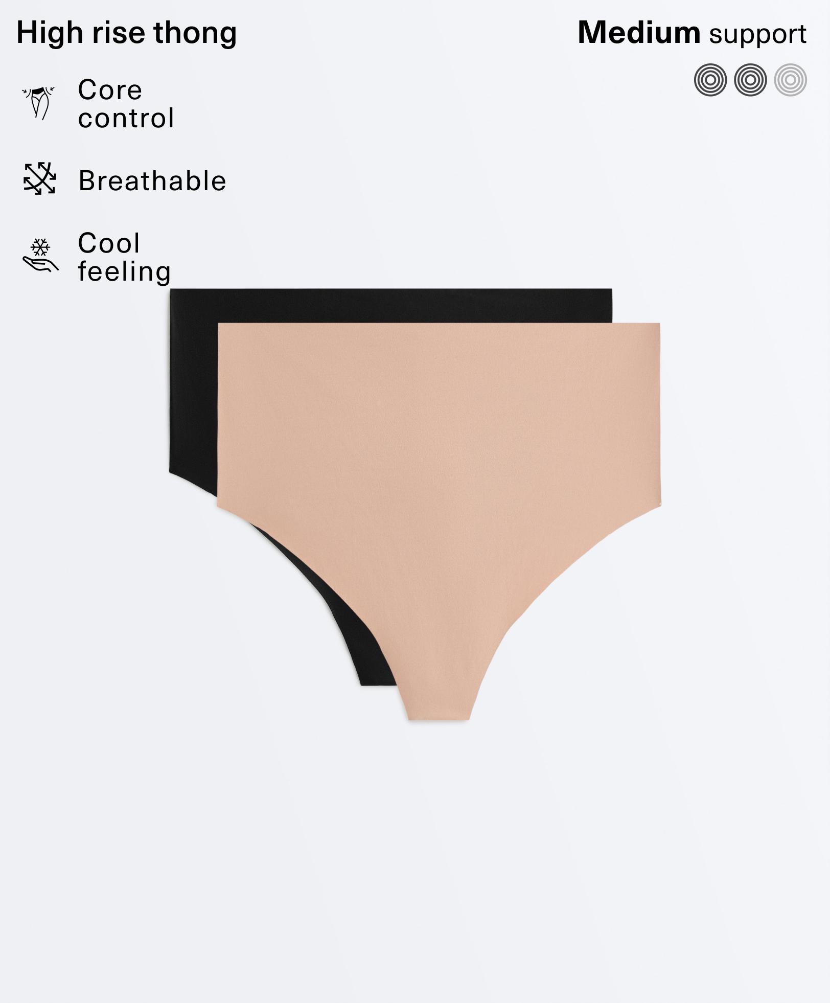 2 tangas taille haute en mélange de polyamide invisible medium support