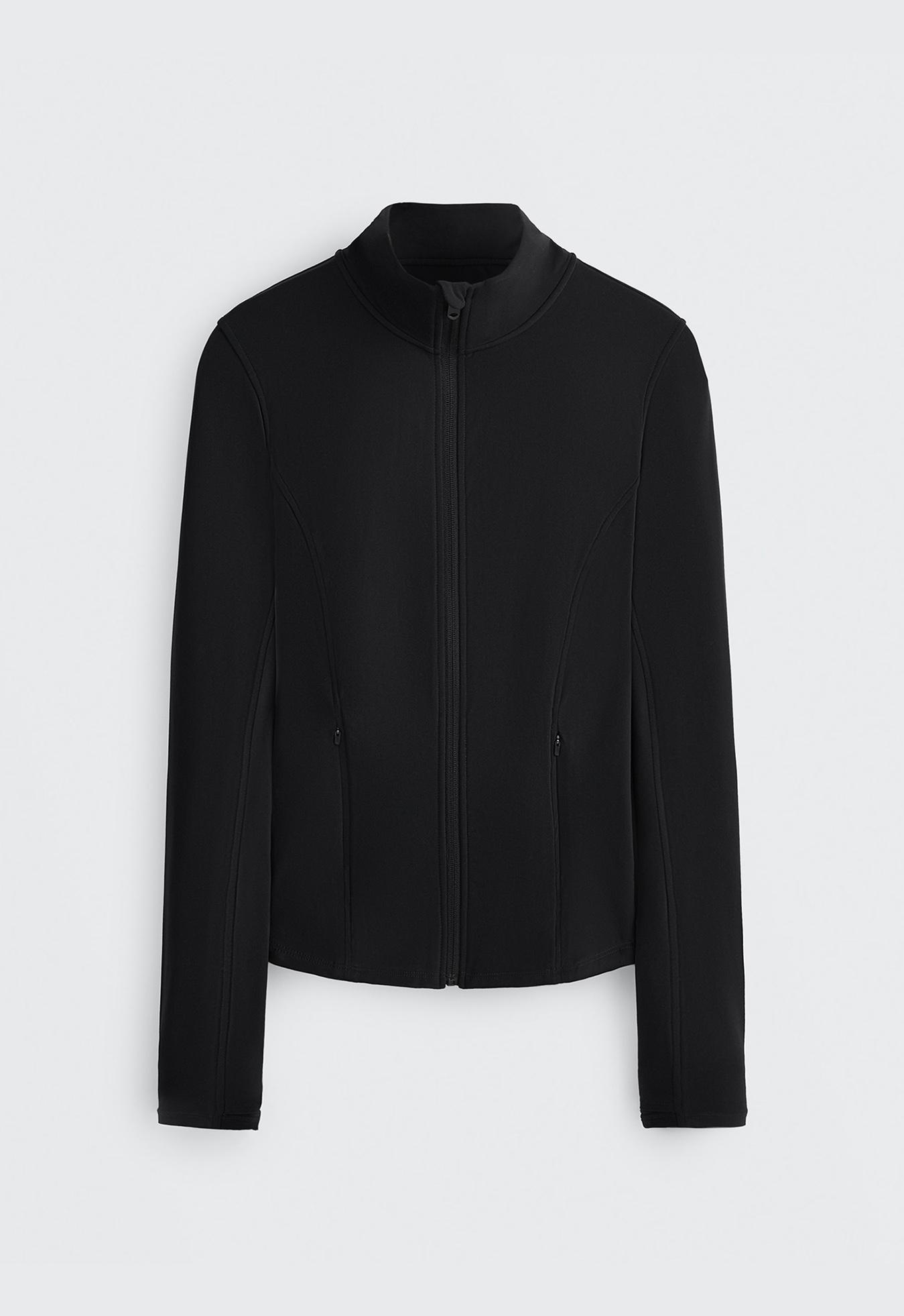 Long light warm technical jacket — BLACK