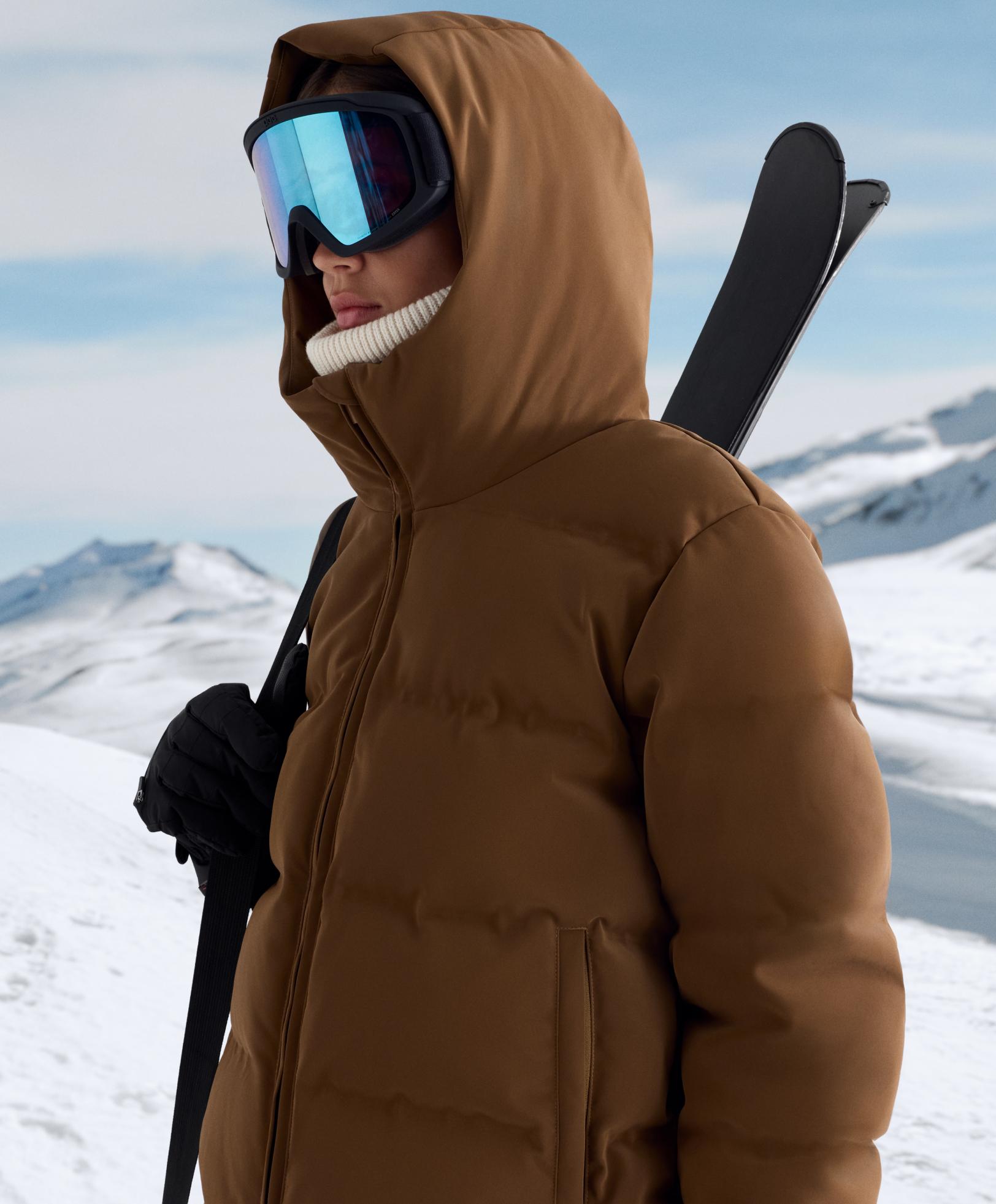 Satin padded jacket 80% down and 20% feather MINARDI PIUME SKI water-resistant — HONEY