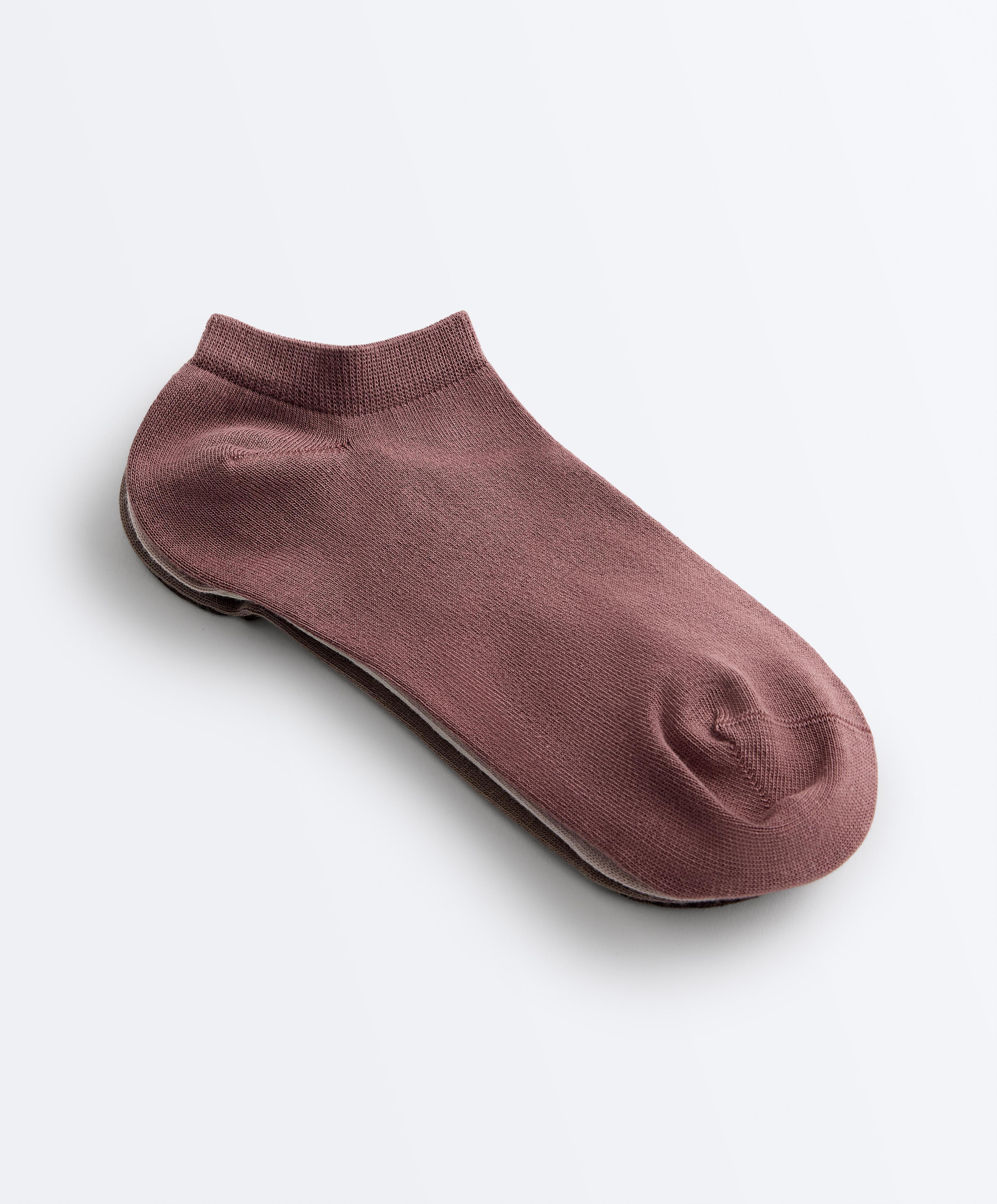 5 pairs of cotton blend sneaker socks — WASHED ROSE