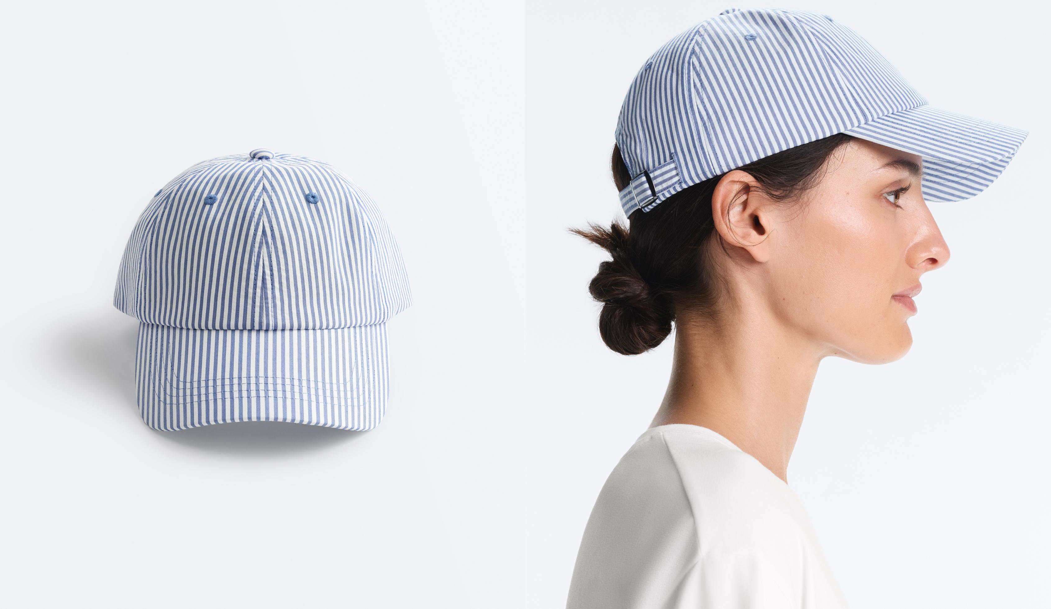100% cotton striped cap — PALE BLUE