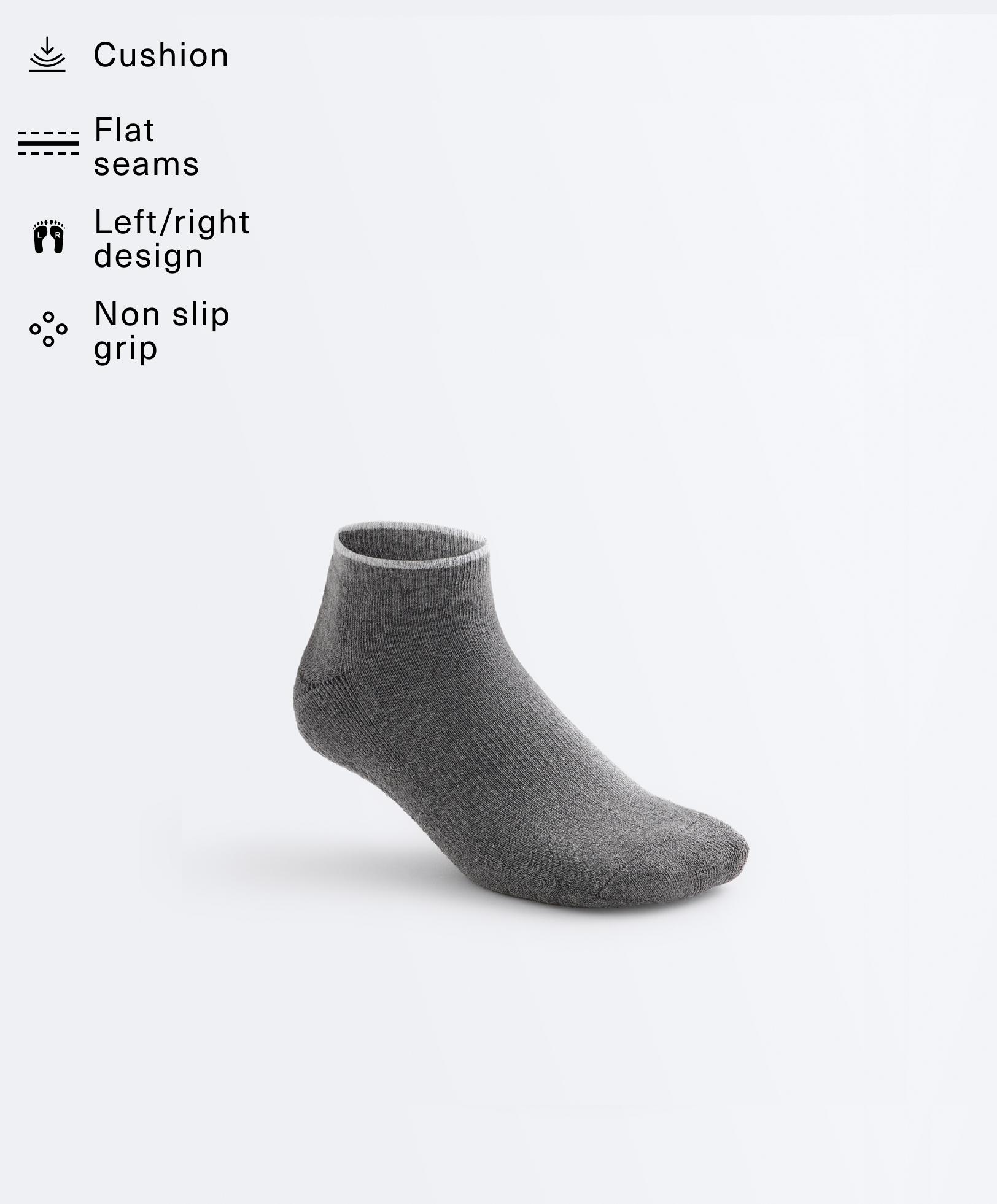 2 pairs of cotton quarter yoga and Pilates socks — DARK-GREY MELANGE