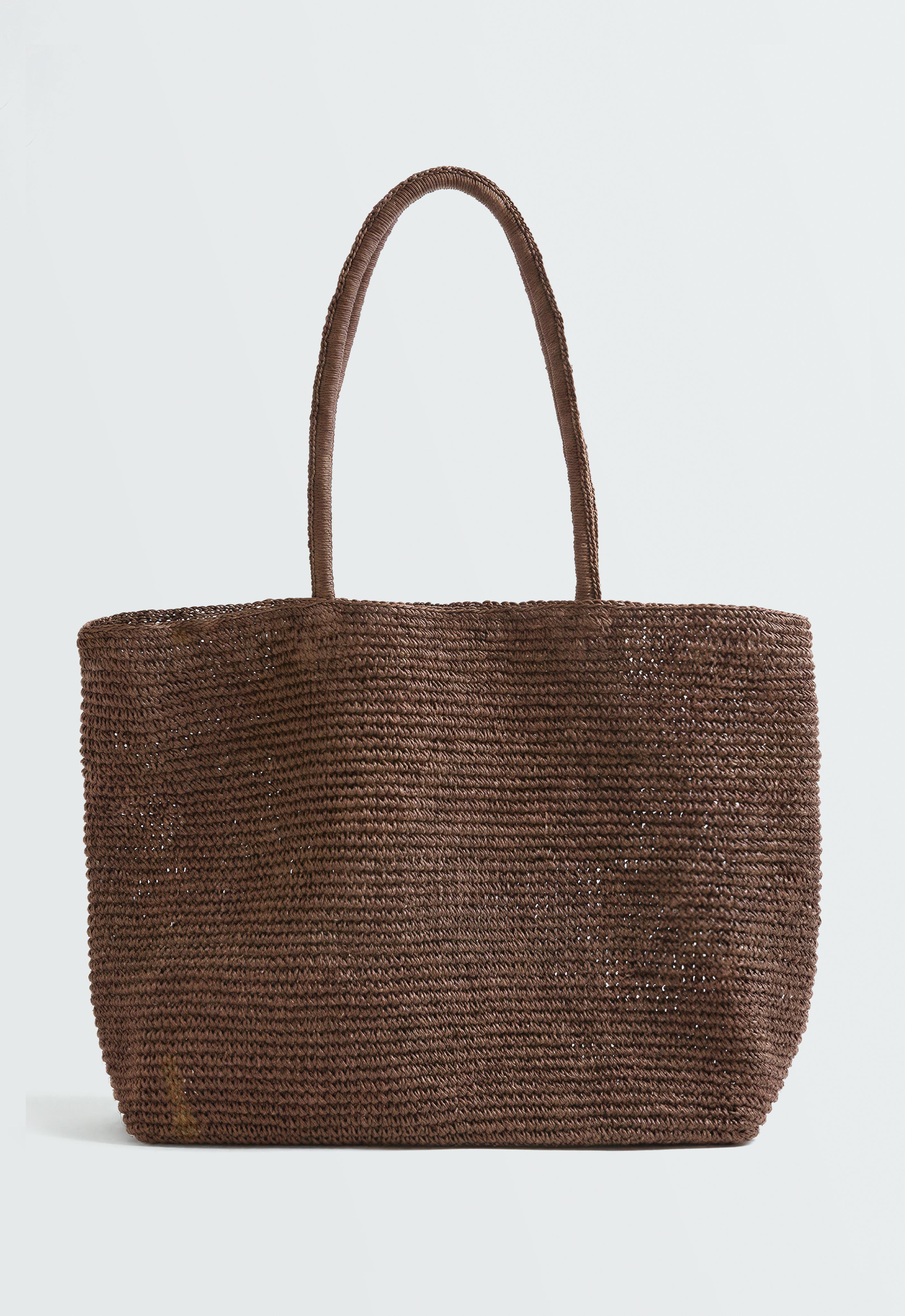 Woven paper shopper — BROWN