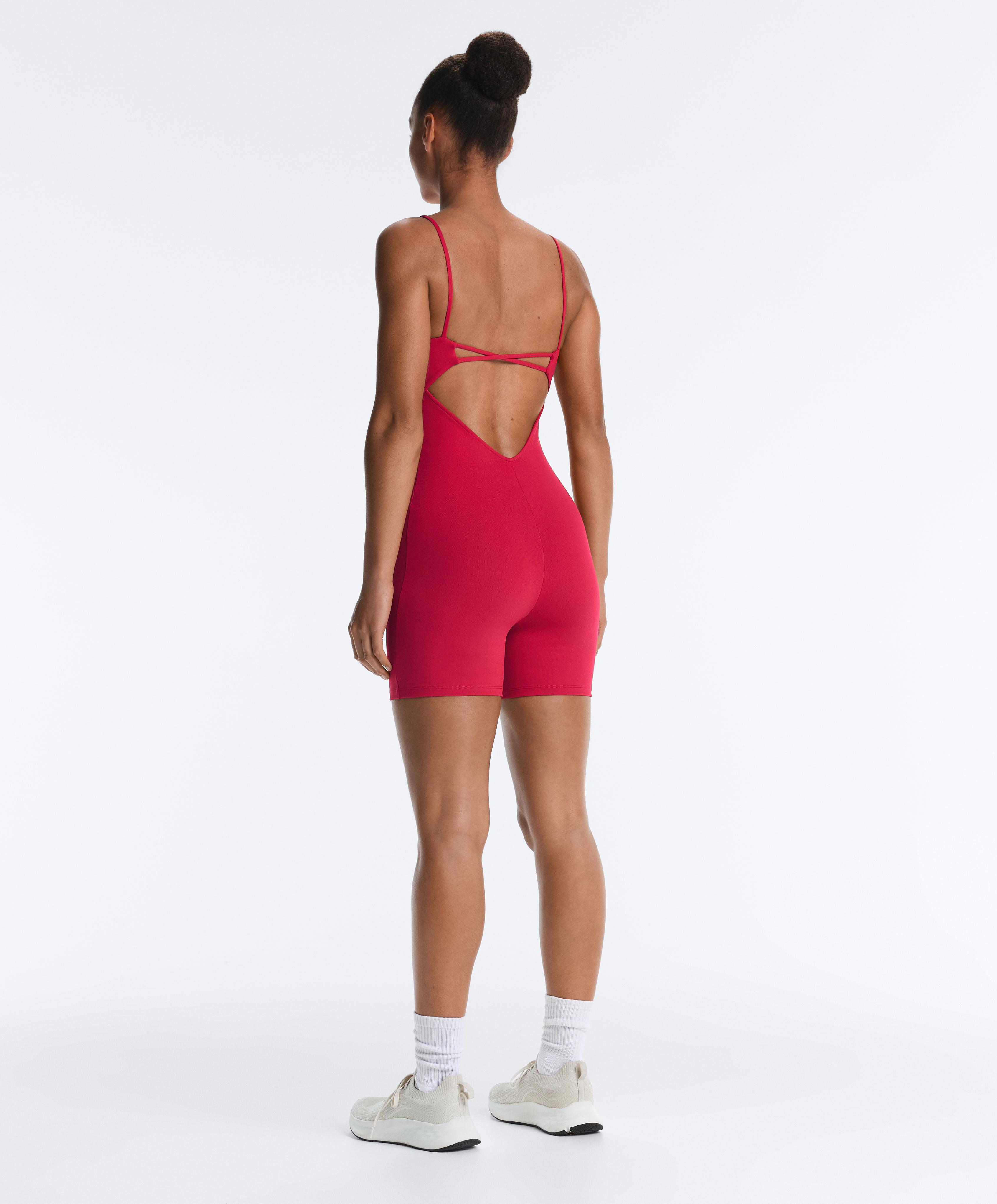 Evermove open-back short jumpsuit — RED