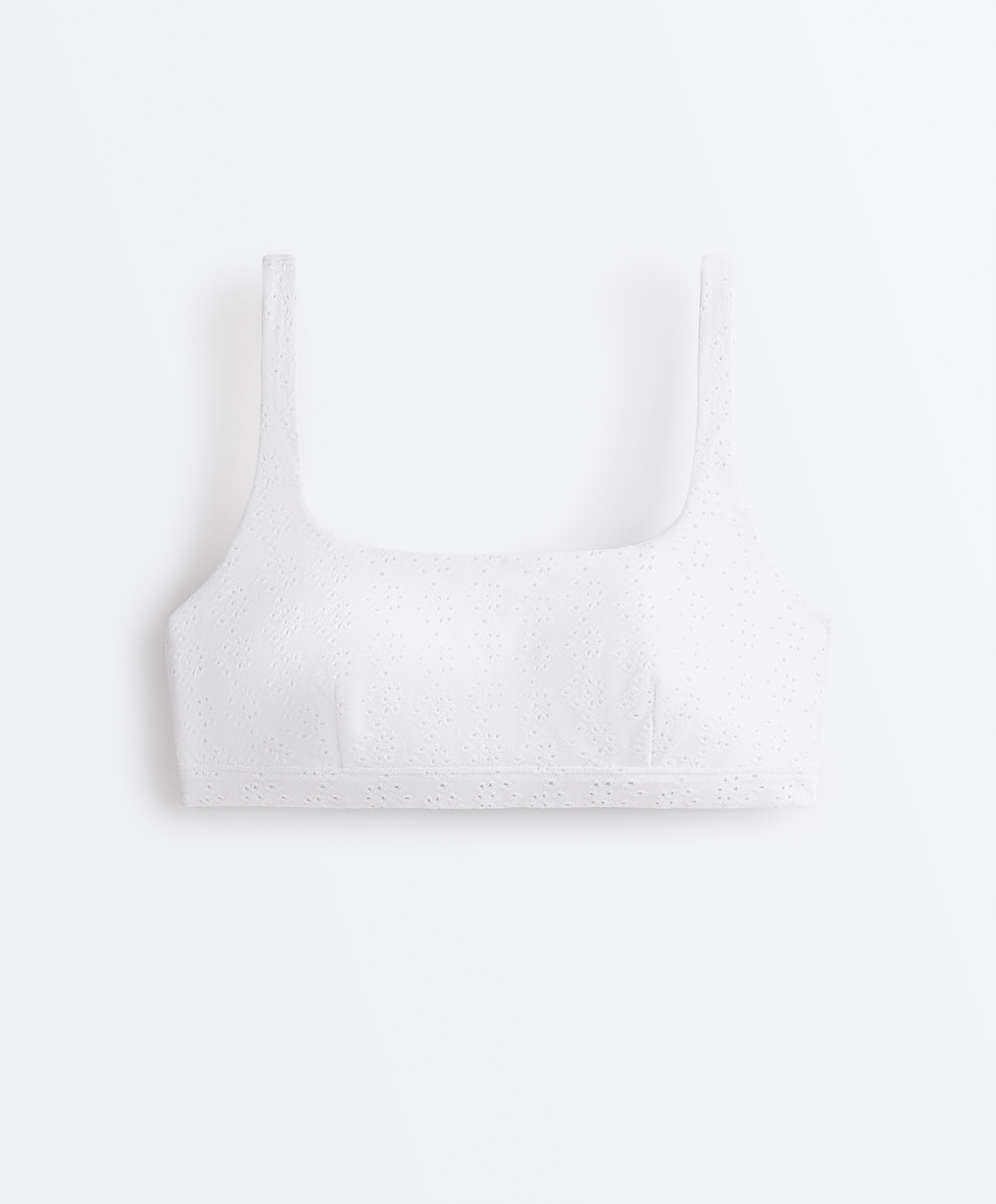 Embroidered medium-support sports bra — WHITE