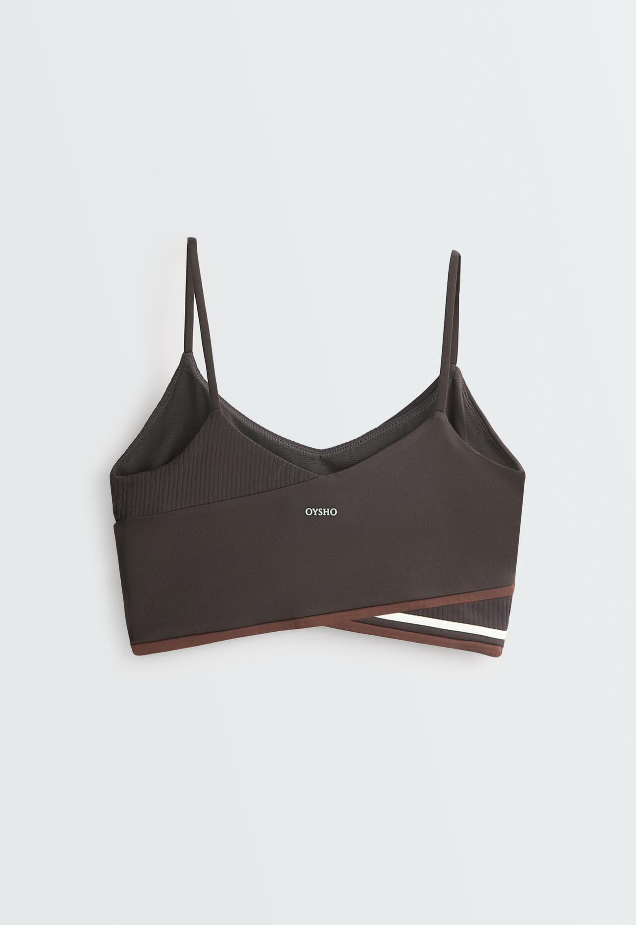 Medium support Comfortlux crossover Rib sports bra — DARK GREY