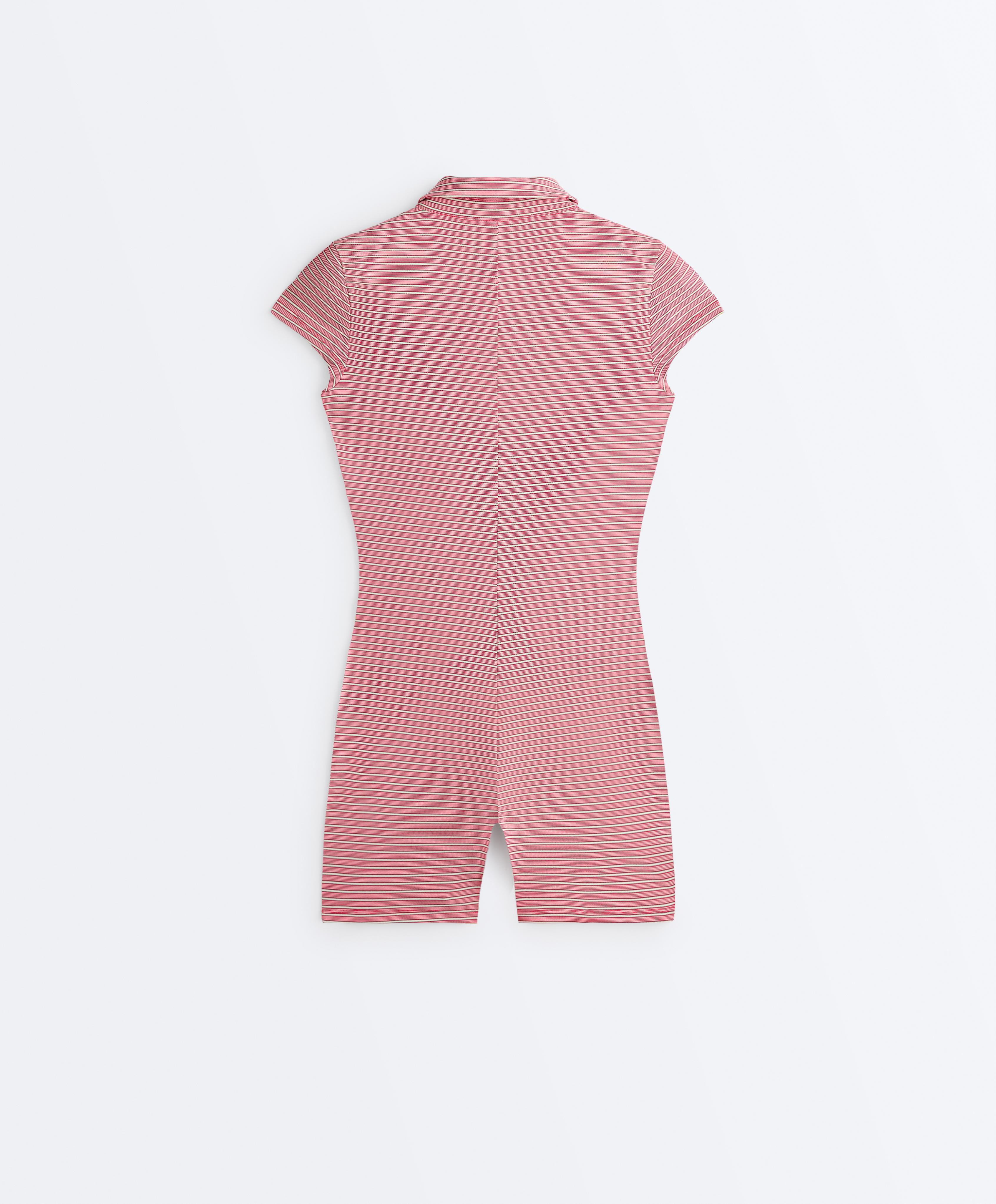 Comfortlux striped short jumpsuit — RED