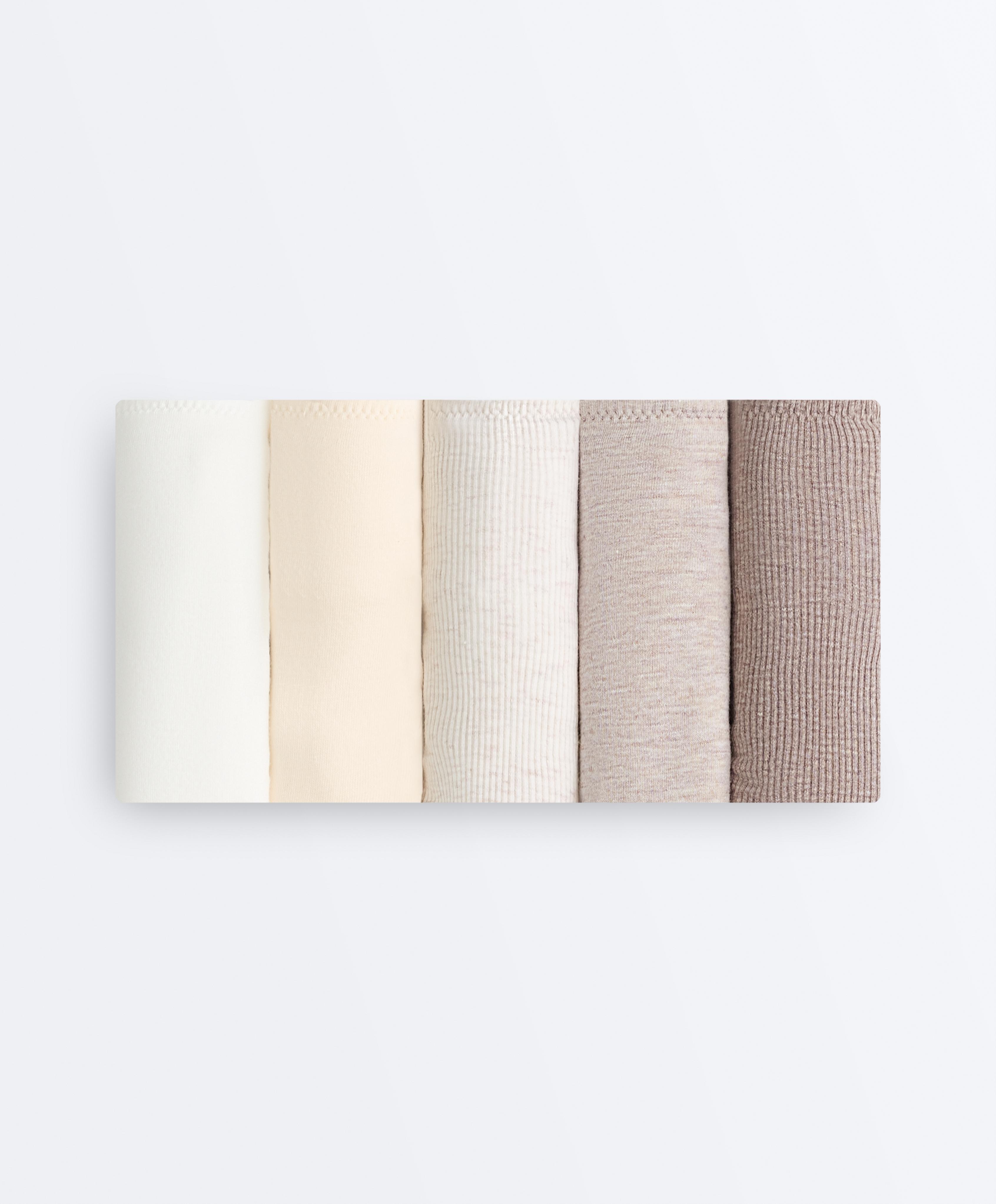 5 rib cotton blend classic briefs — TAN MELANGE