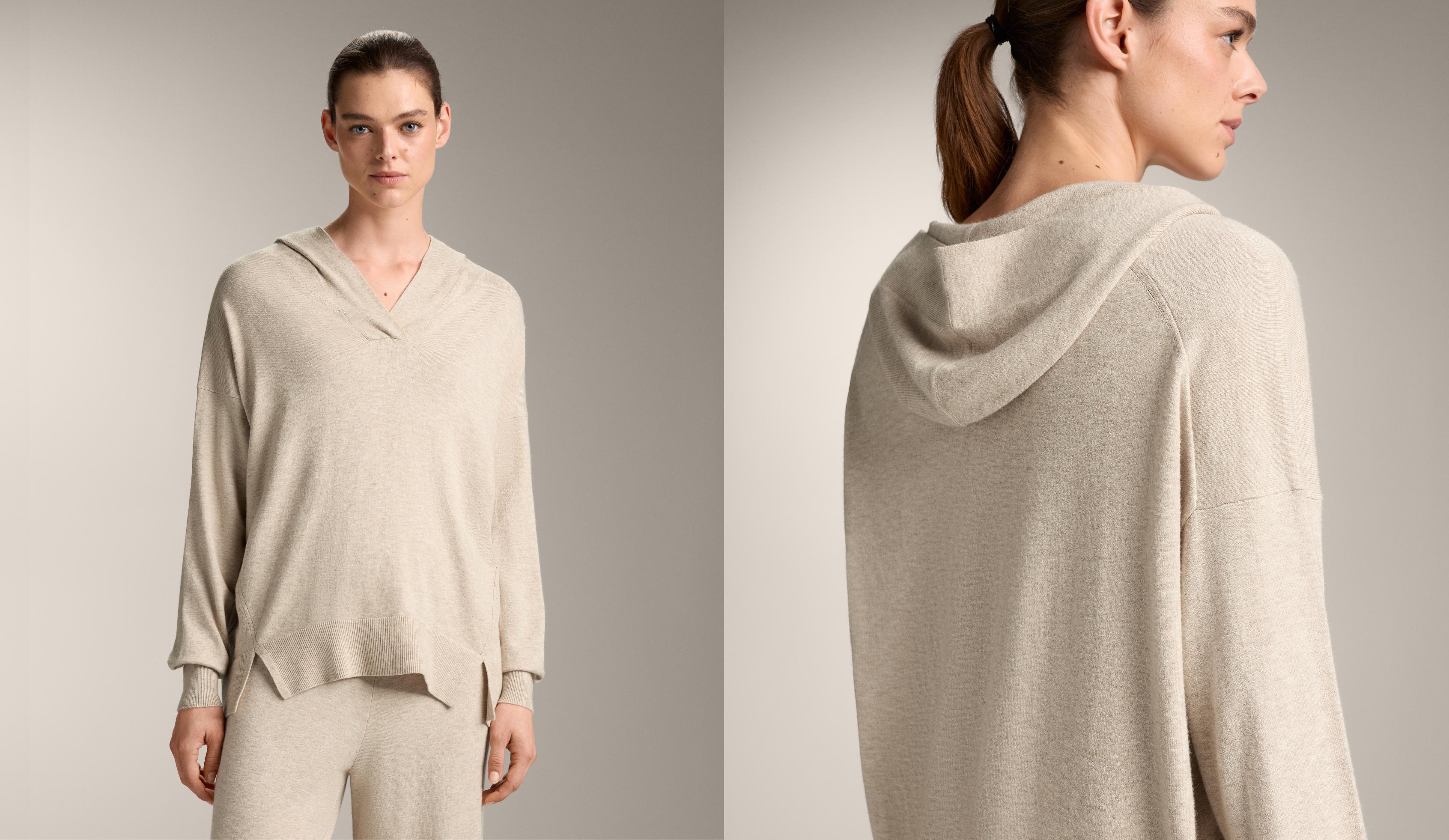 Pull maille fine à capuche