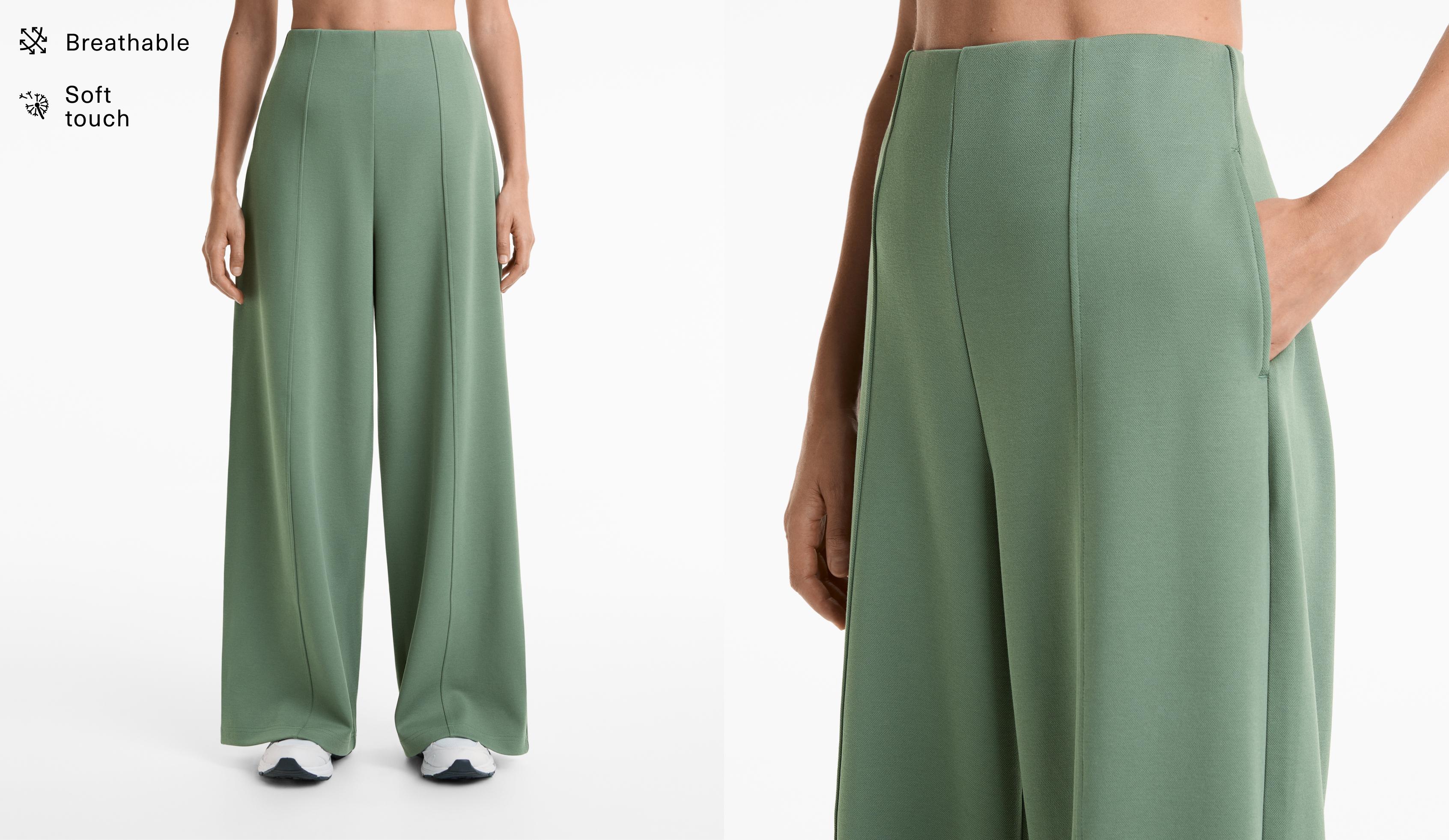 Super high rise piqué trousers with cotton