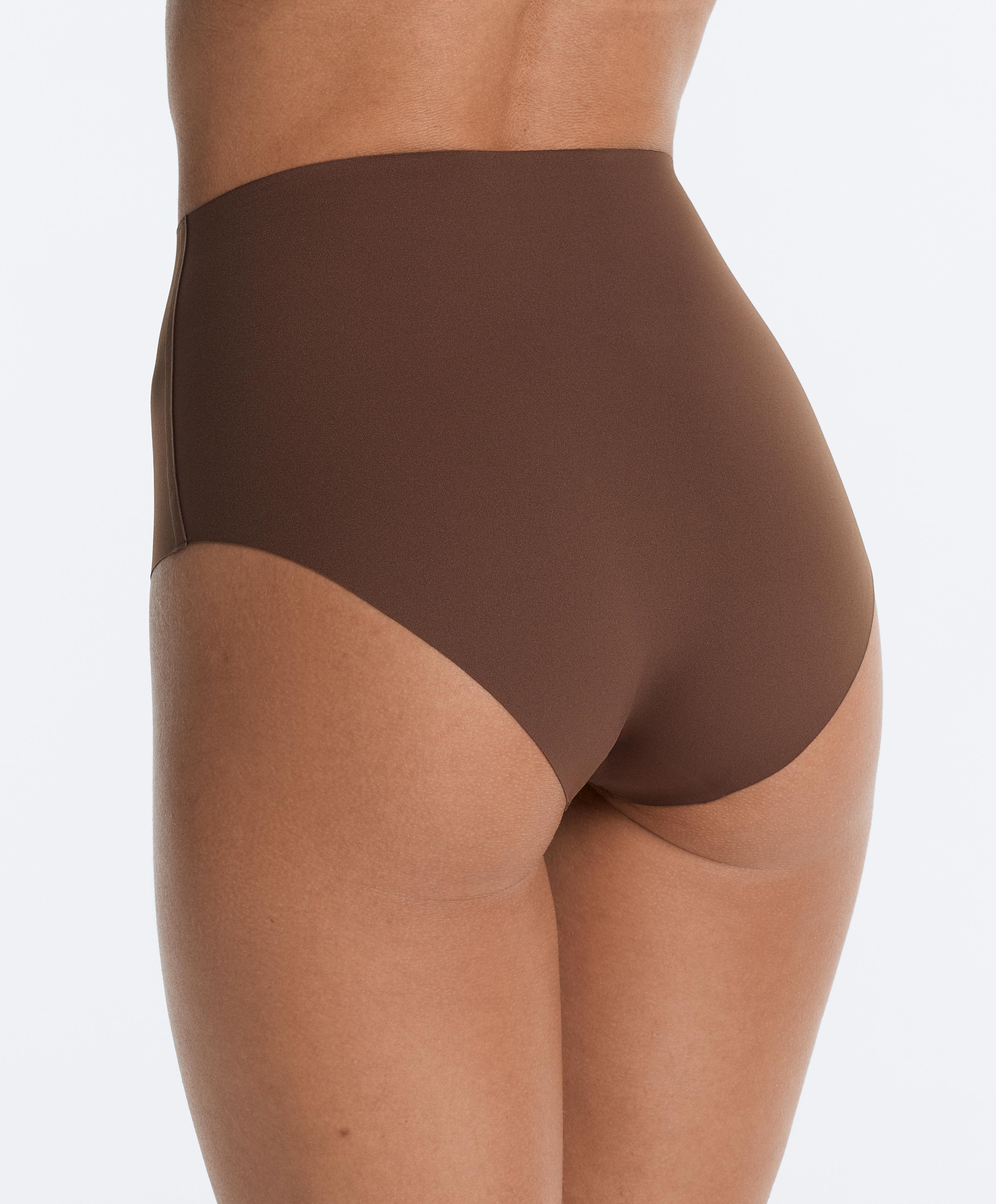2 invisible polyamide blend medium-support high-rise briefs — DARK BROWN
