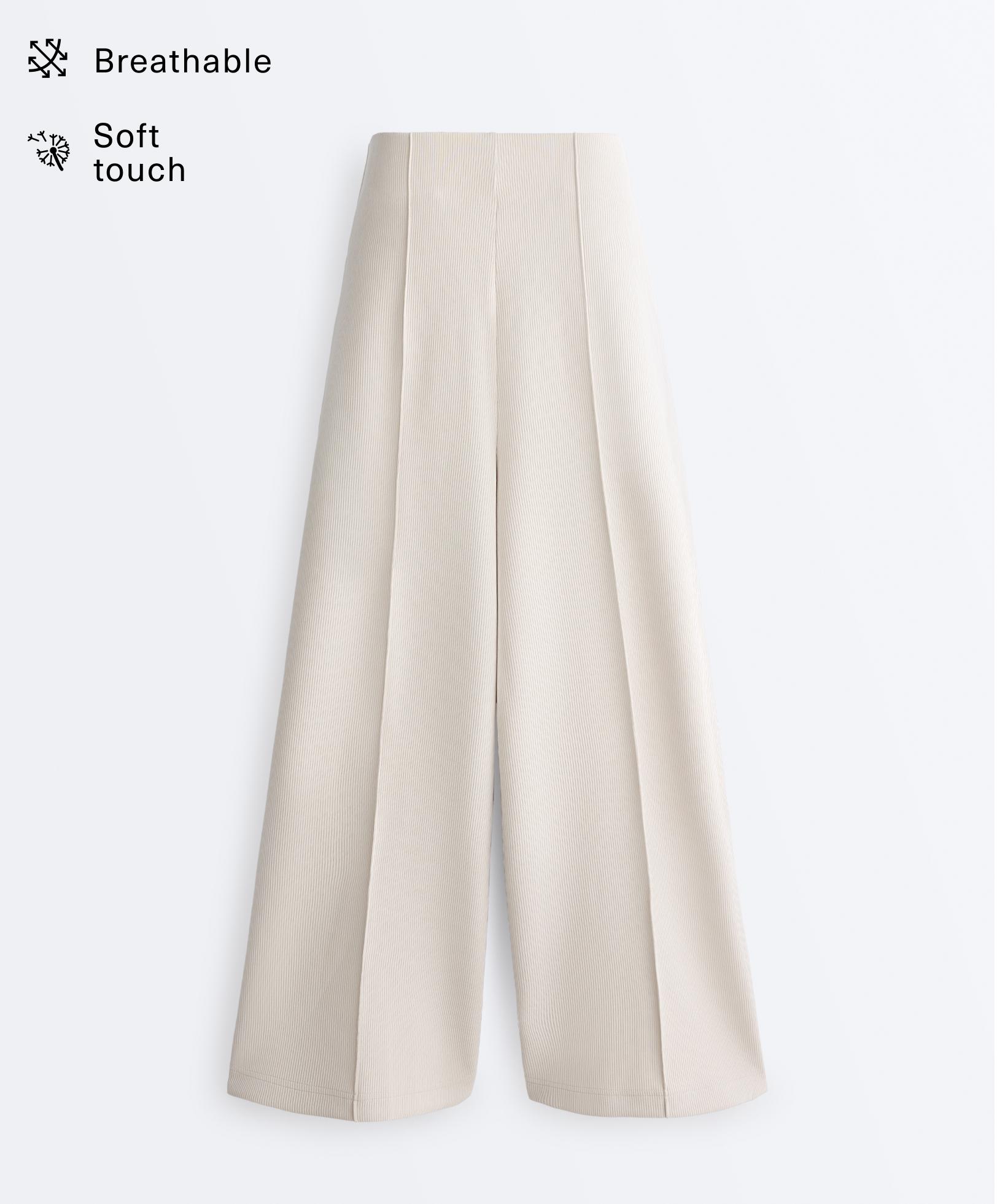 High-waisted crop trousers with modal — PALE MINK